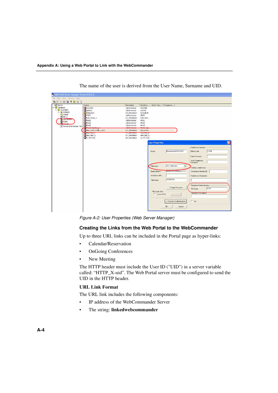 Polycom MGC WebCommander Version 9.0 manual URL Link Format, String linkedwebcommander 