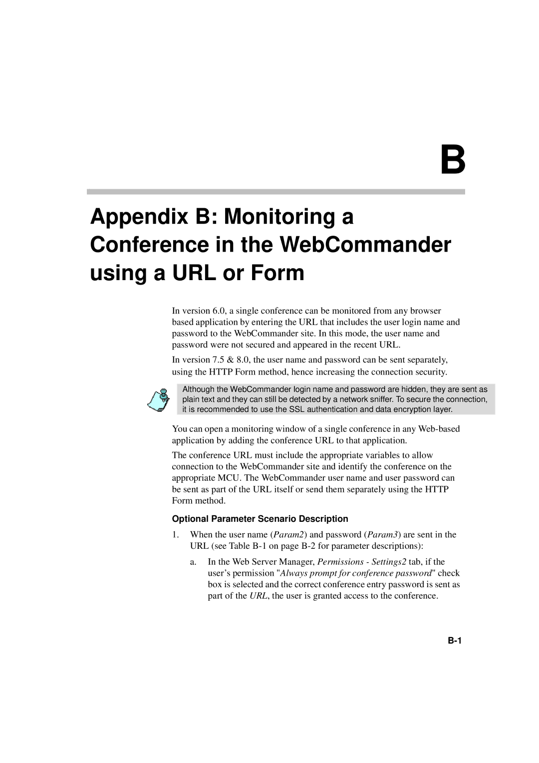 Polycom MGC WebCommander Version 9.0 manual Optional Parameter Scenario Description 