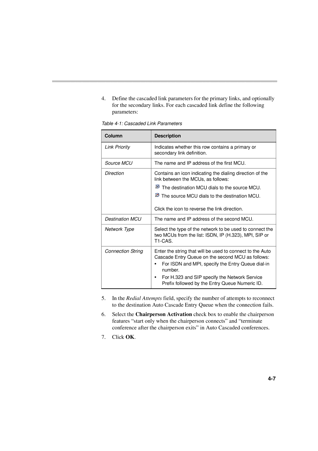 Polycom MGC WebCommander Version 9.0 manual Column Description, T1-CAS 