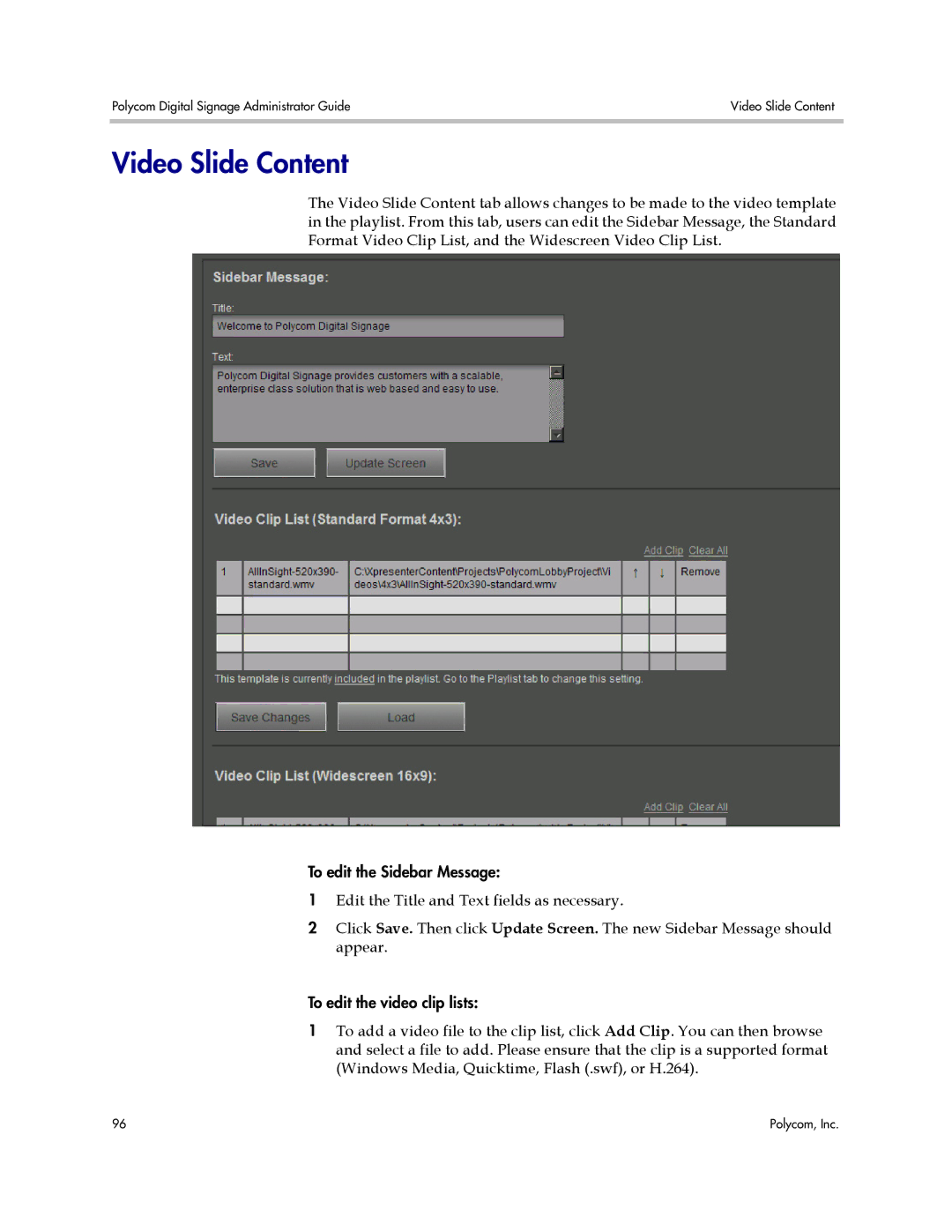 Polycom PDS 2000 manual Video Slide Content 