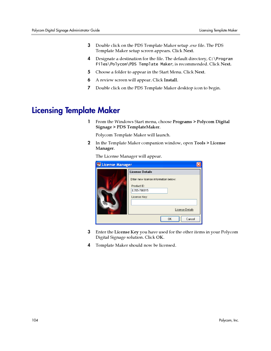 Polycom PDS 2000 manual Licensing Template Maker 