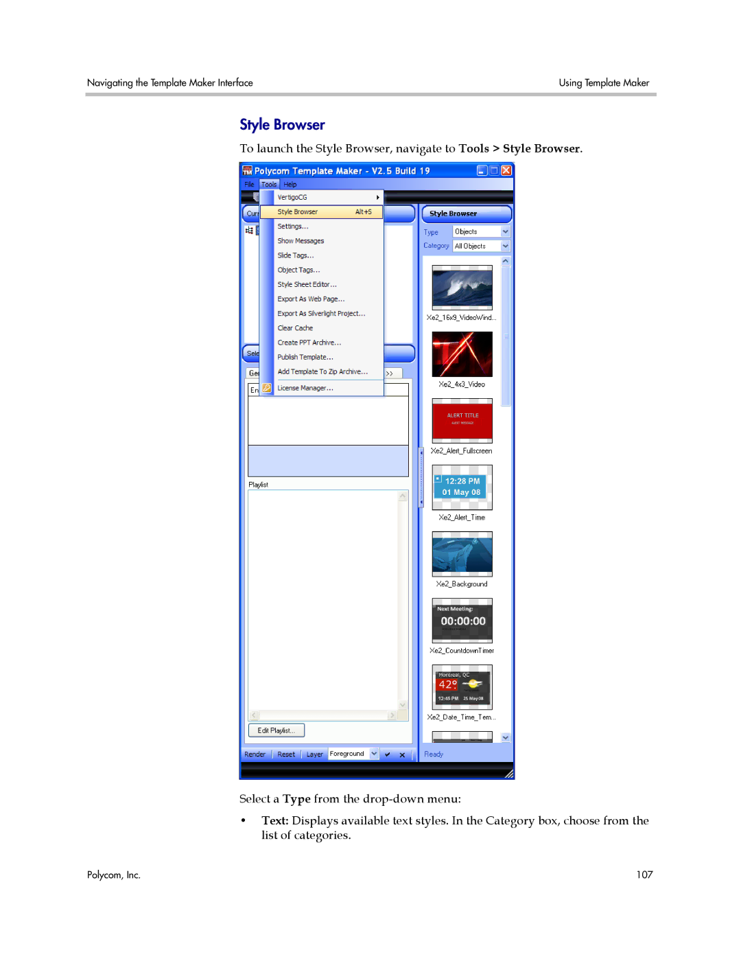 Polycom PDS 2000 manual Style Browser 