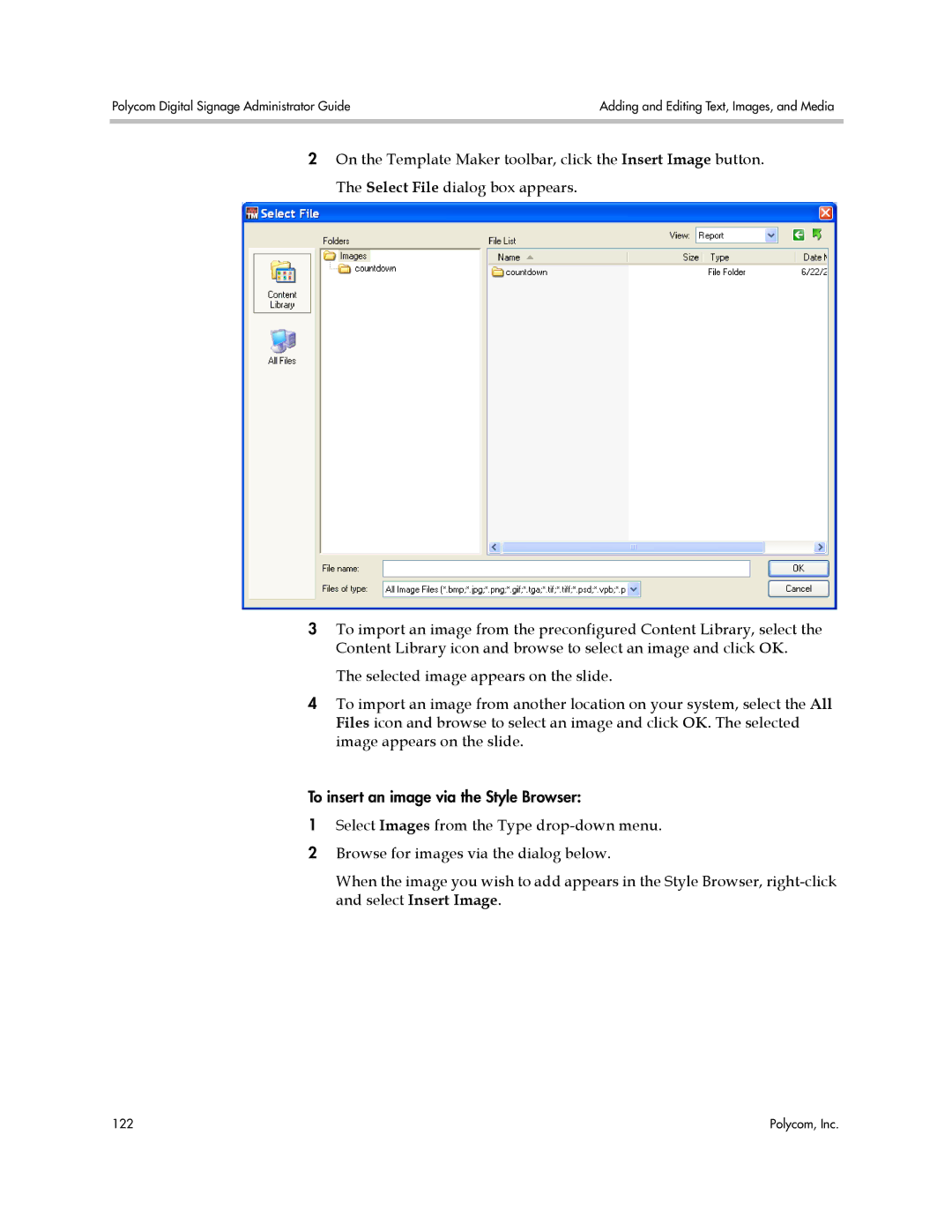 Polycom PDS 2000 manual To insert an image via the Style Browser 