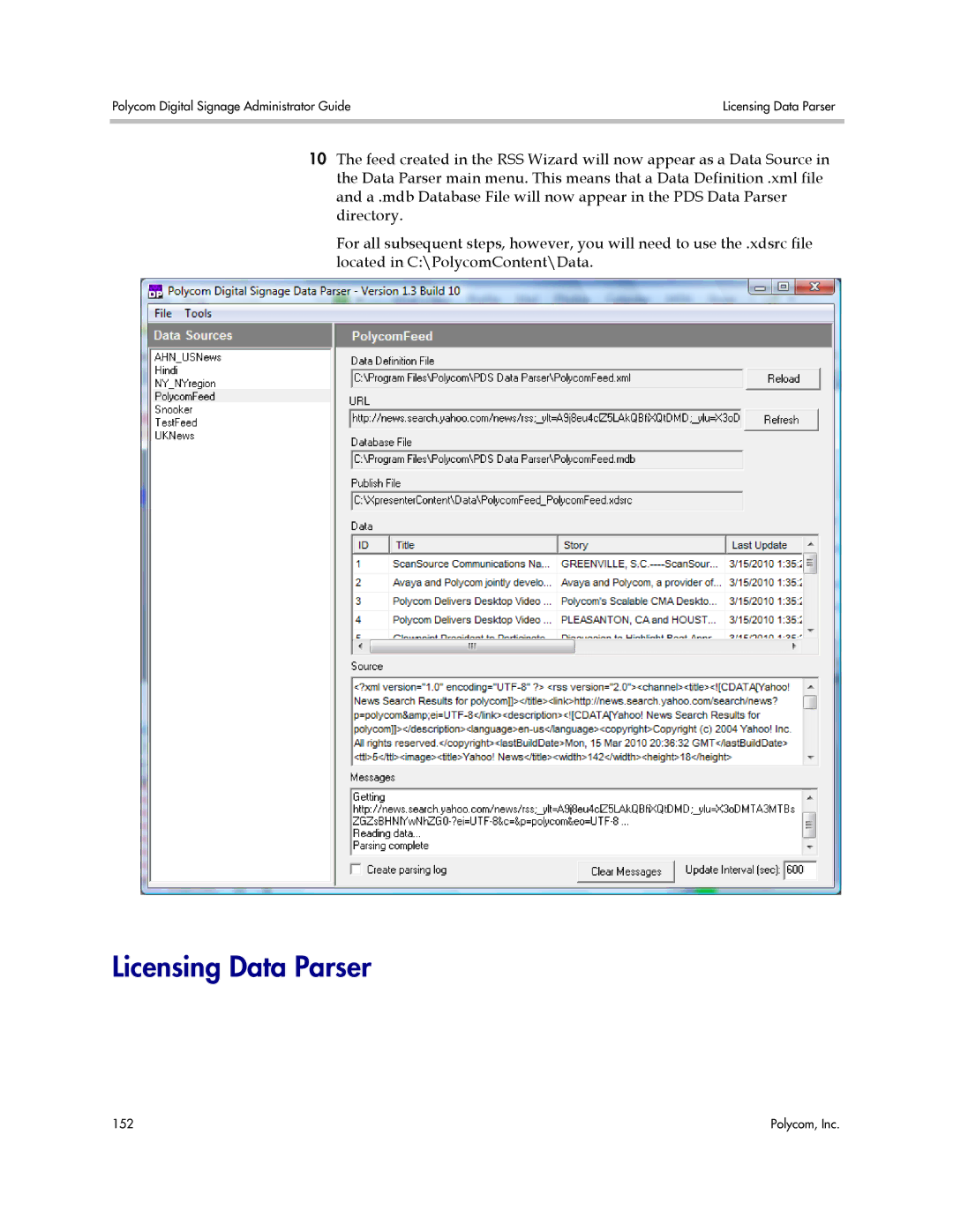 Polycom PDS 2000 manual Licensing Data Parser 