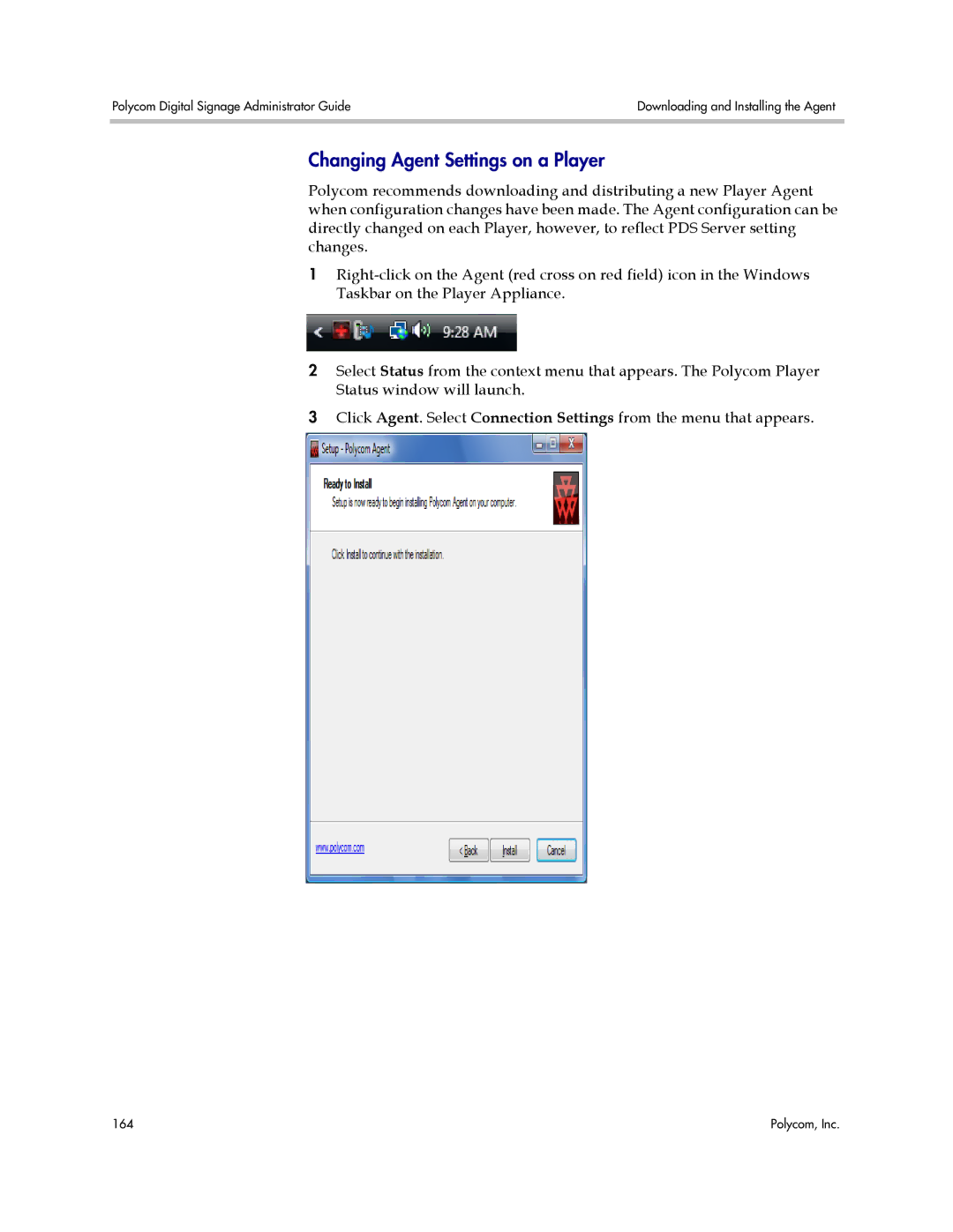 Polycom PDS 2000 manual Changing Agent Settings on a Player 