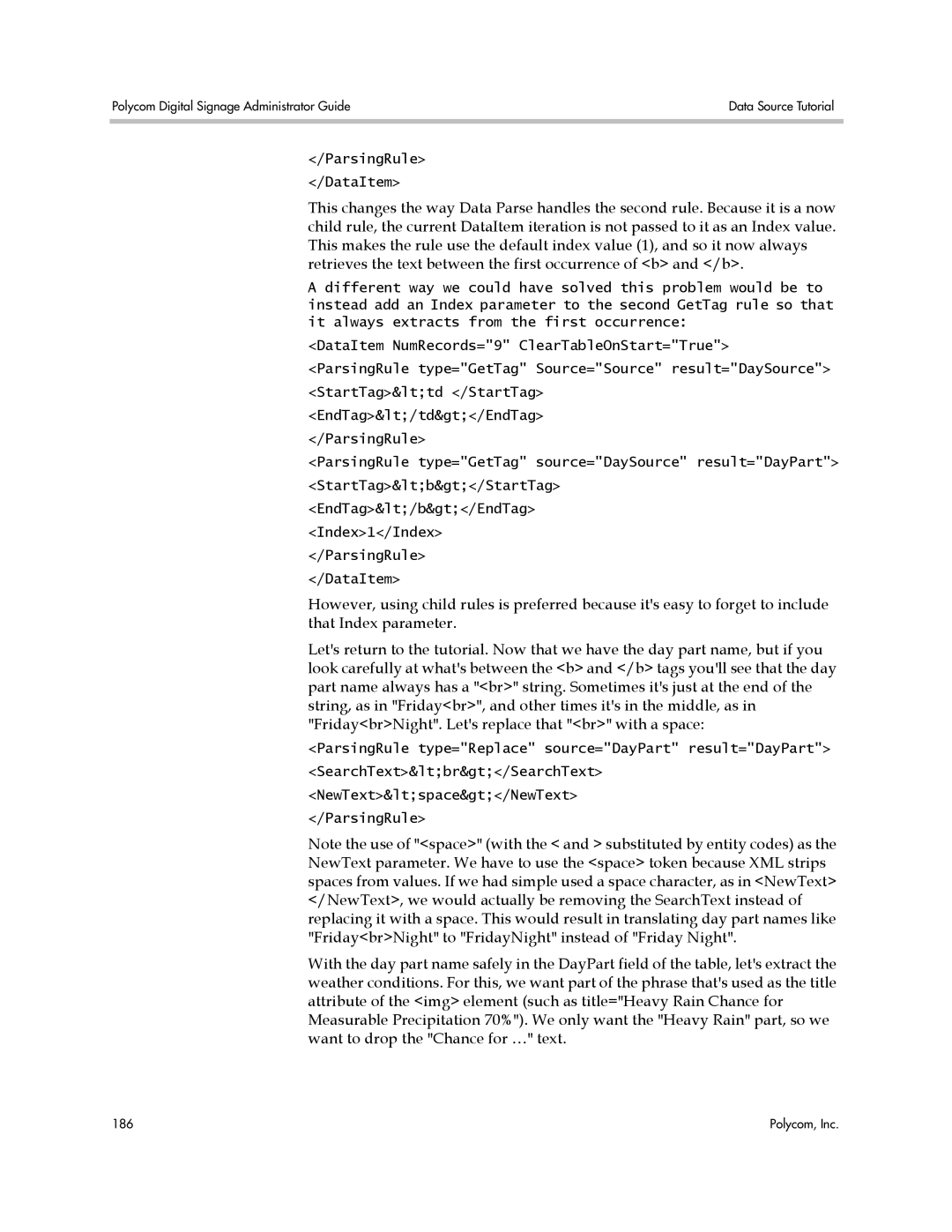 Polycom PDS 2000 manual ParsingRule DataItem 