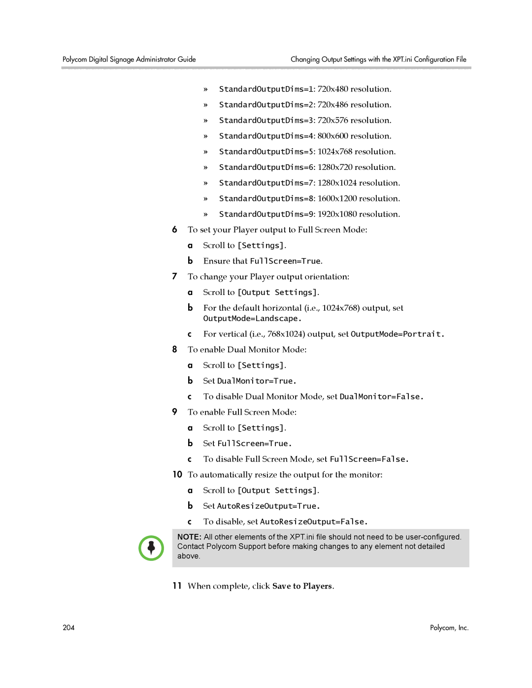 Polycom PDS 2000 manual To change your Player output orientation 