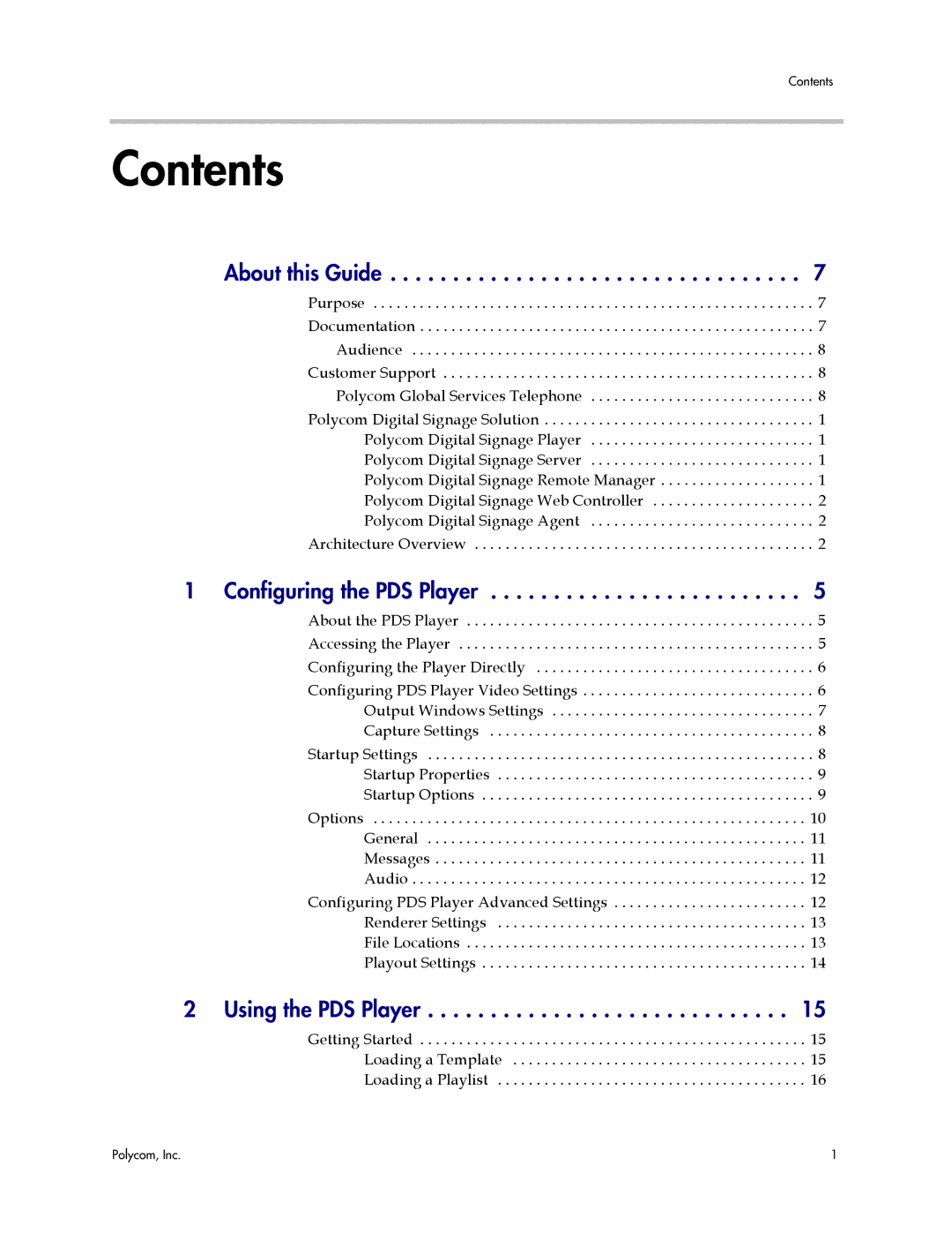 Polycom PDS 2000 manual Contents 