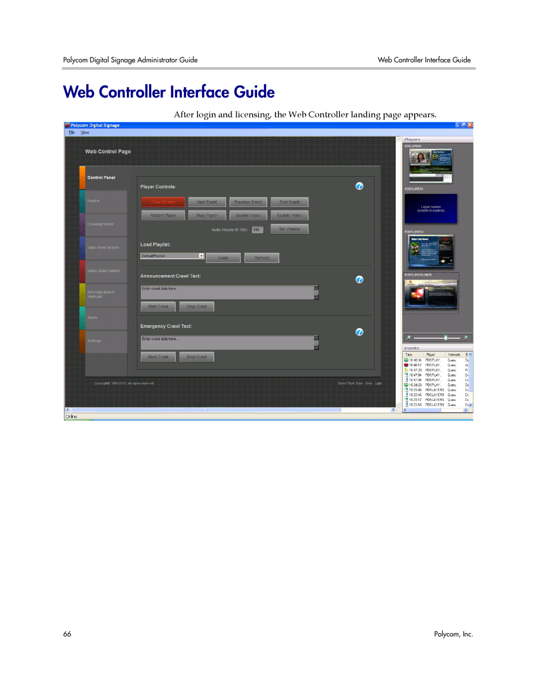 Polycom PDS 2000 manual Web Controller Interface Guide 