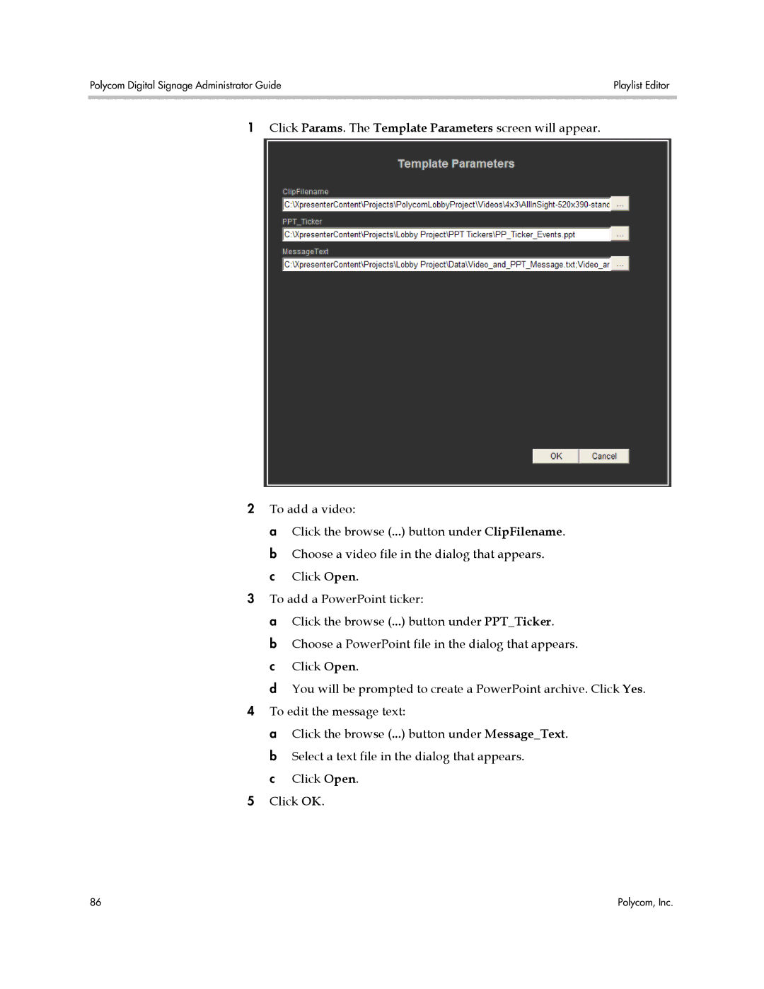 Polycom PDS 2000 manual Polycom Digital Signage Administrator Guide Playlist Editor 