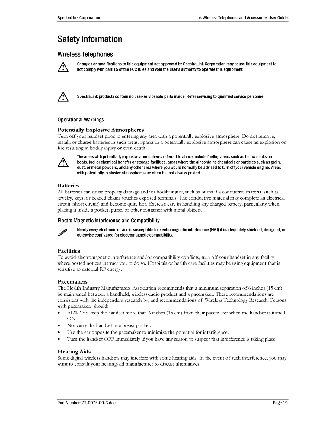 Polycom PTB400, PTS360, BC4900, PTB410, PTQ360, PTB450, PTC400 manual Safety Information, Wireless Telephones 