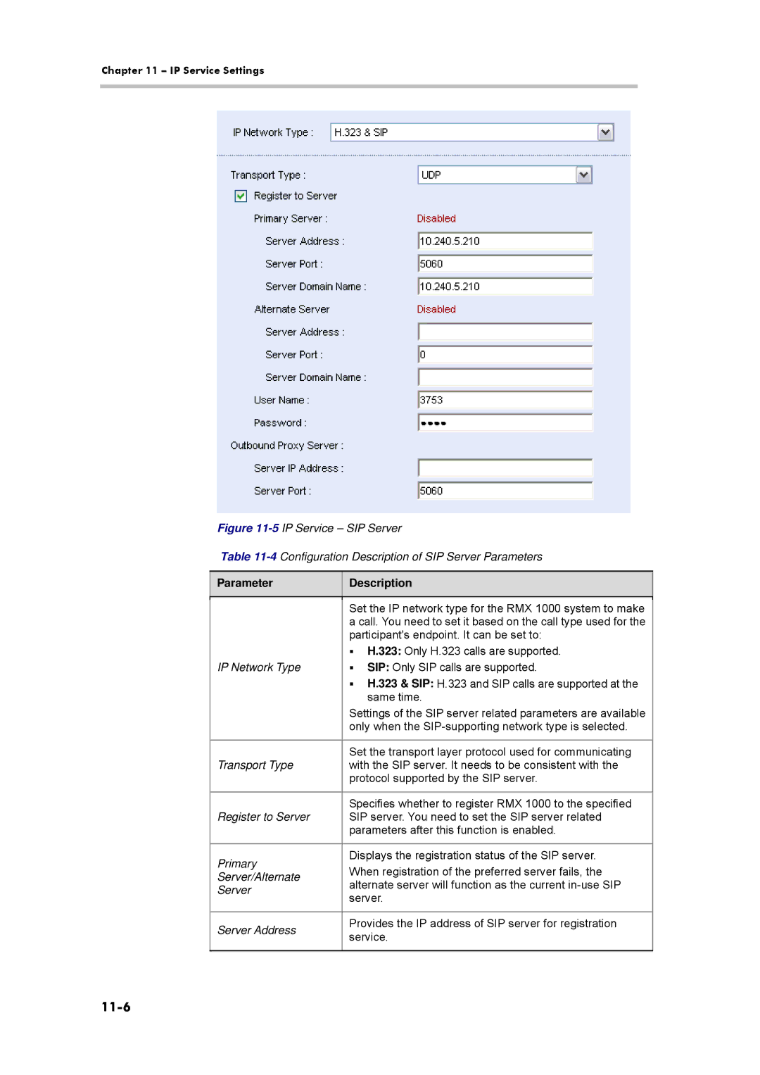 Polycom 3150-16966-002, RMX 1000 manual 11-6, Server Address 