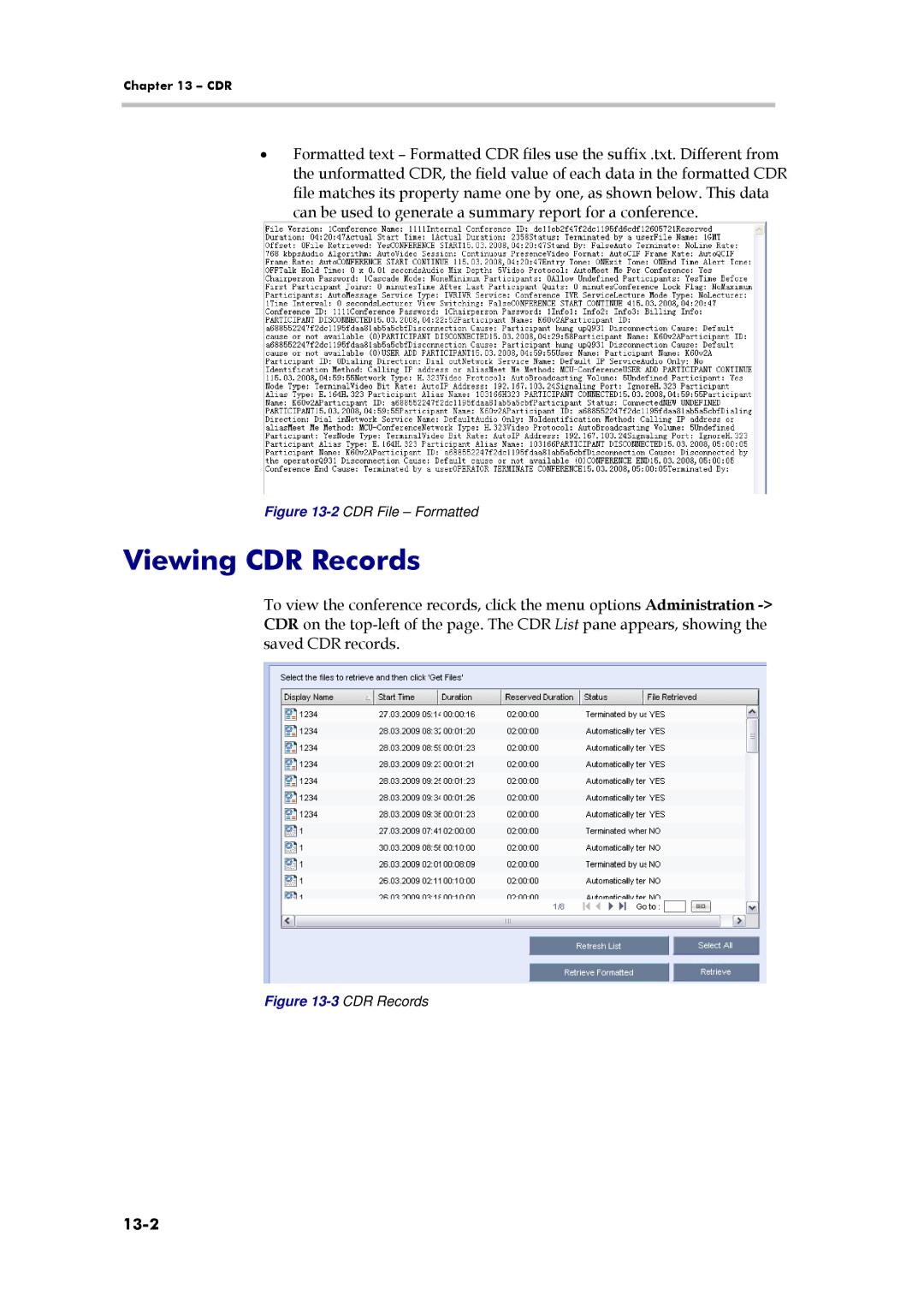 Polycom 3150-16966-002, RMX 1000 manual Viewing CDR Records, 13-2 