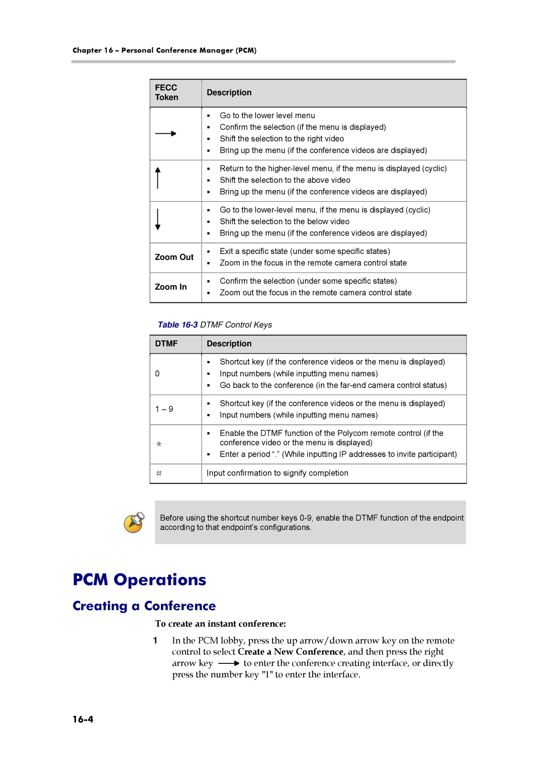 Polycom 3150-16966-002, RMX 1000 manual PCM Operations, Creating a Conference, To create an instant conference, 16-4 