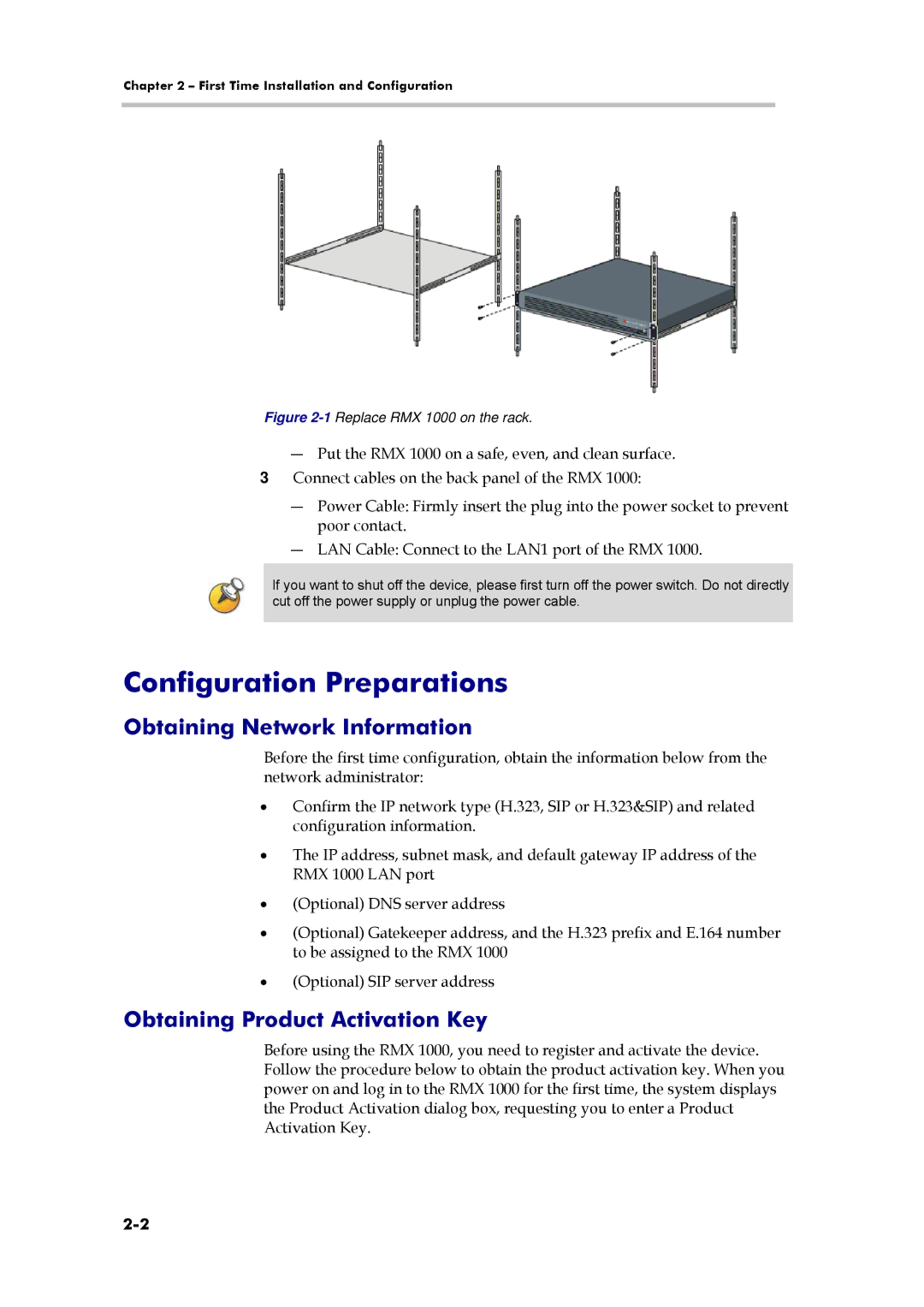 Polycom 3150-16966-002 manual Configuration Preparations, Obtaining Network Information, Obtaining Product Activation Key 