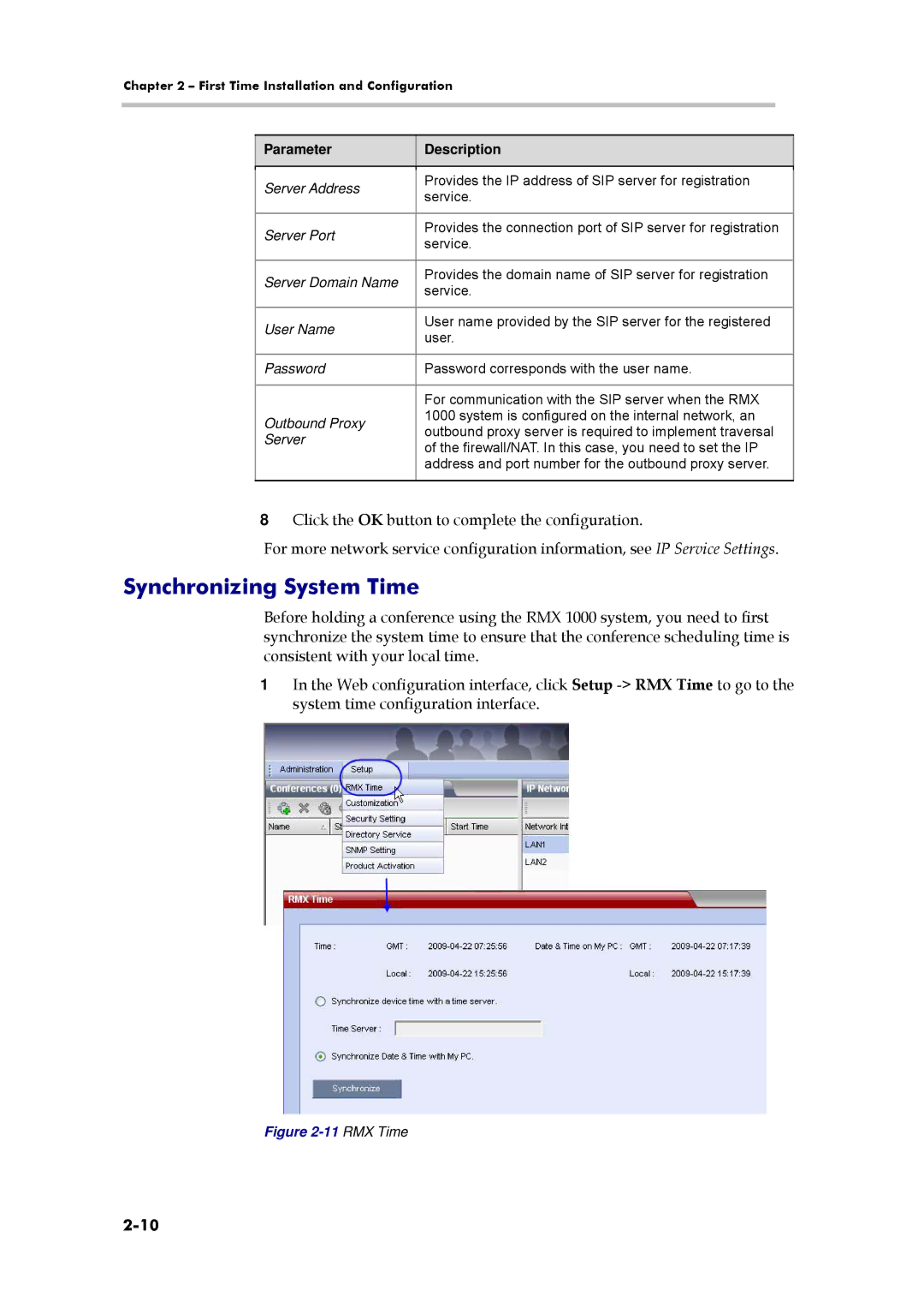 Polycom 3150-16966-002, RMX 1000 manual Synchronizing System Time, RMX Time 