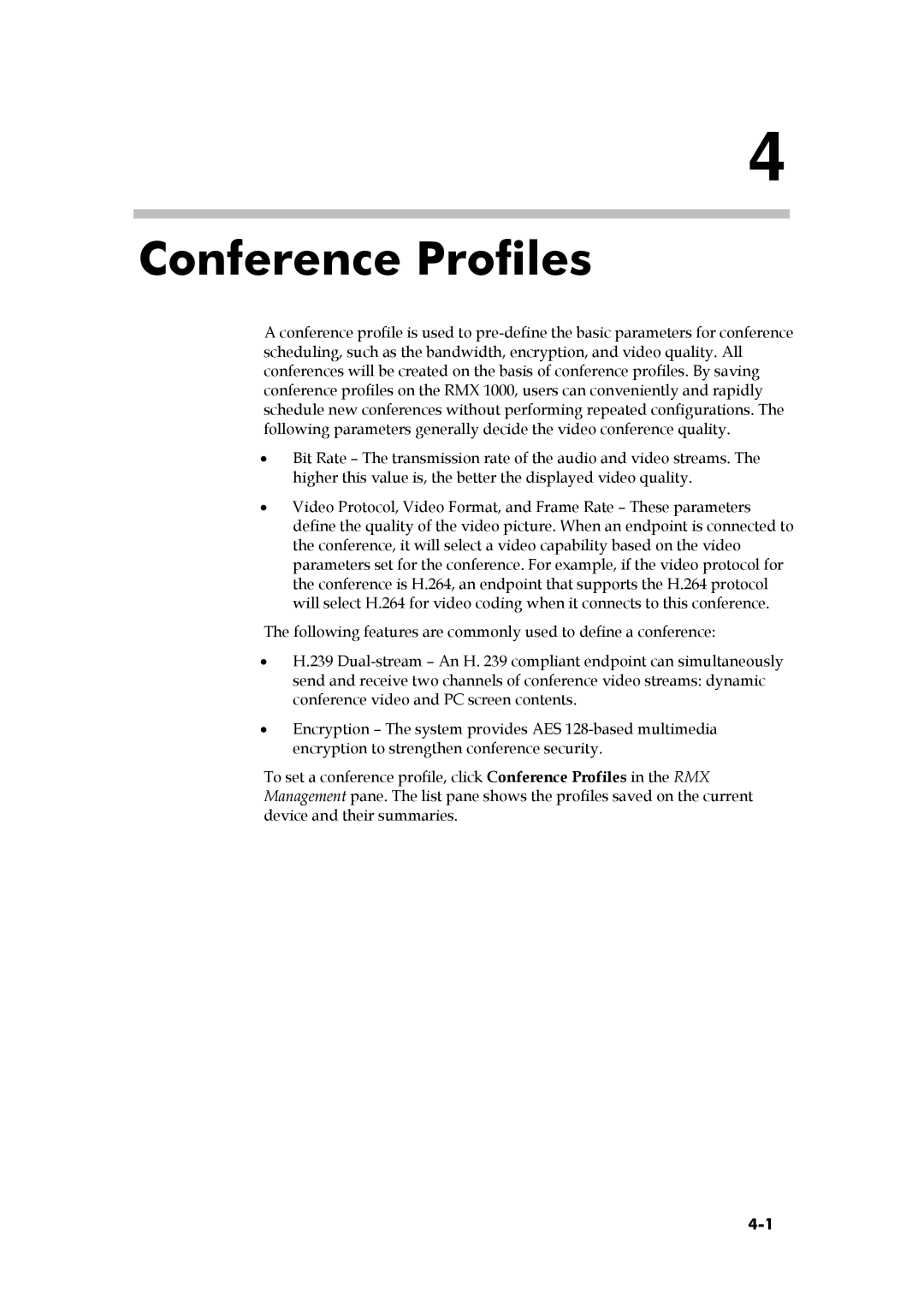 Polycom RMX 1000, 3150-16966-002 manual Conference Profiles 