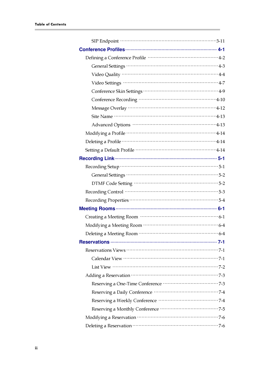 Polycom 3150-16966-002, RMX 1000 manual Table of Contents 