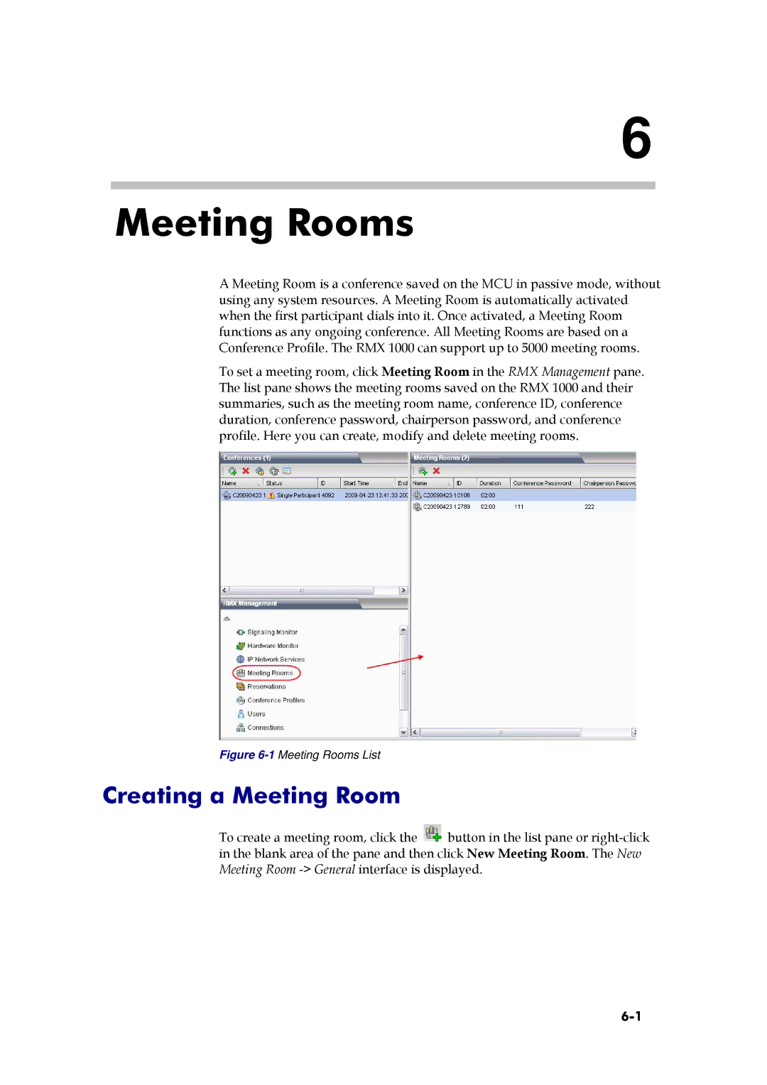 Polycom RMX 1000, 3150-16966-002 manual Meeting Rooms, Creating a Meeting Room 