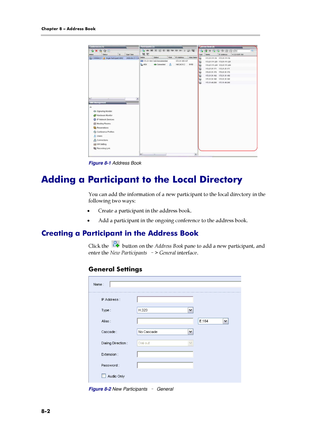 Polycom 3150-16966-002, RMX 1000 Adding a Participant to the Local Directory, Creating a Participant in the Address Book 