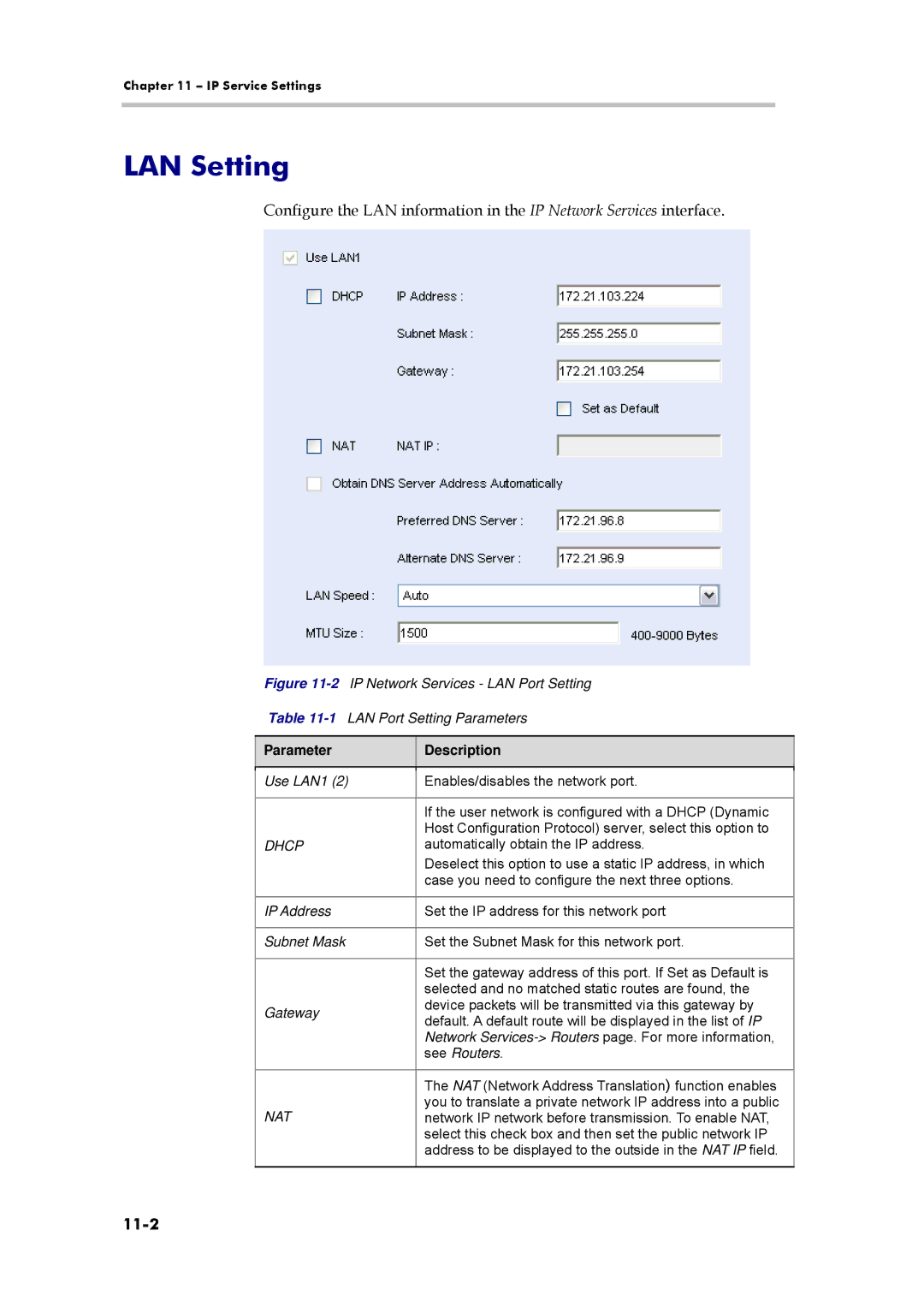 Polycom 3150-16966-002, RMX 1000 manual LAN Setting, 11-2 