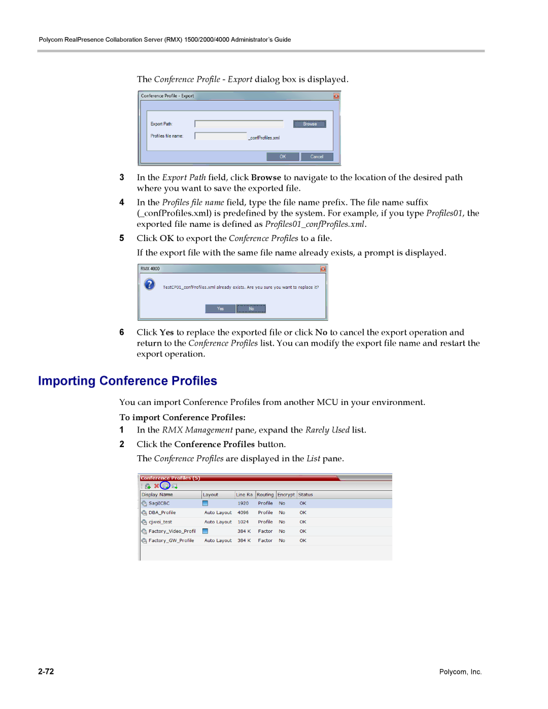 Polycom RMX 1500, DOC2702A manual Importing Conference Profiles, To import Conference Profiles 