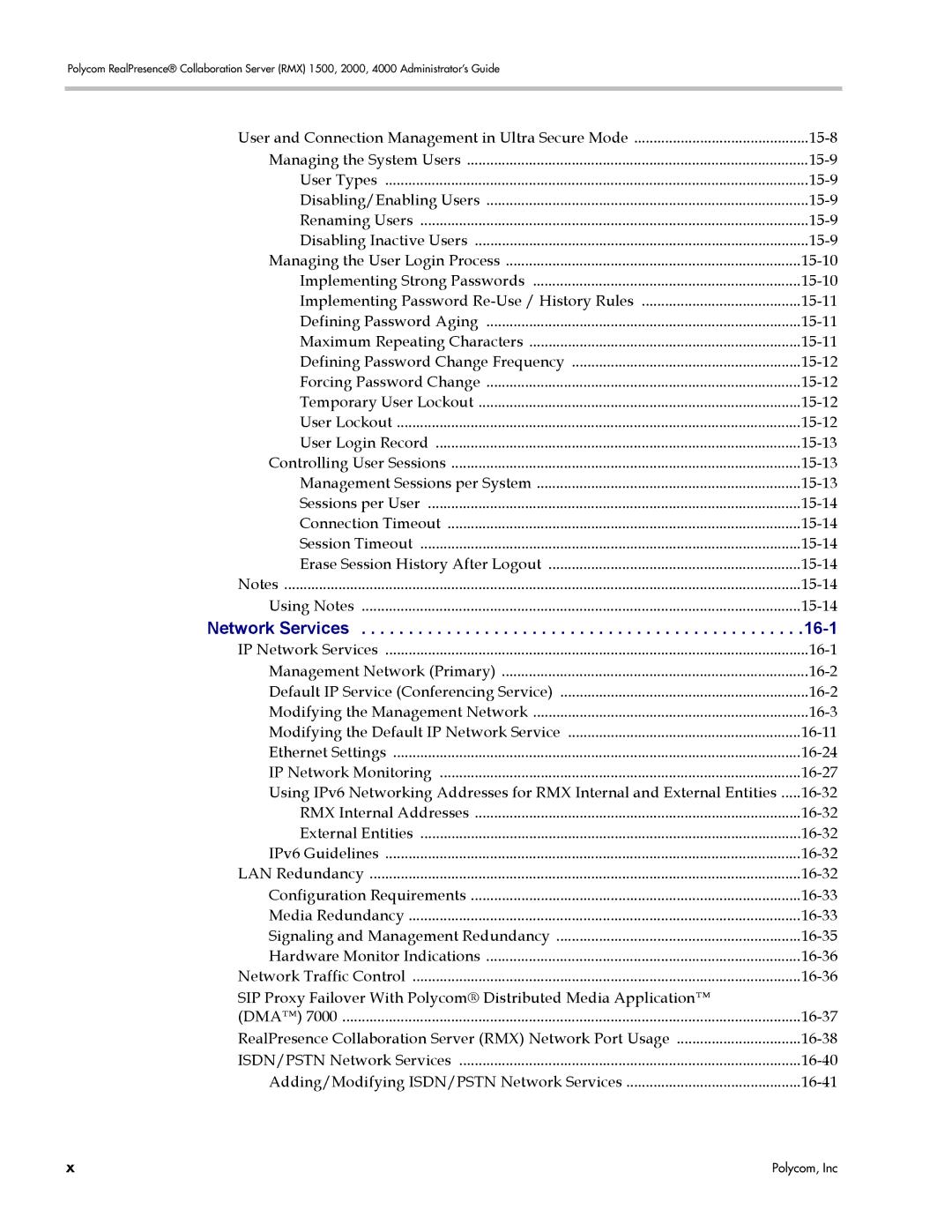 Polycom RMX 1500, DOC2702A manual User and Connection Management in Ultra Secure Mode 15-8, 15-9, 15-10, 15-12, 15-13, 15-14 