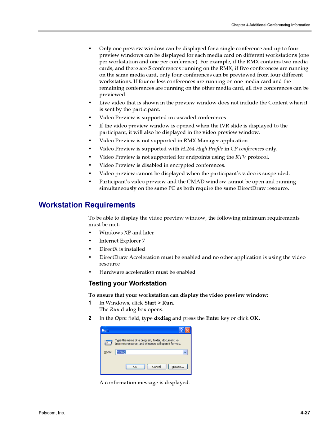 Polycom DOC2702A, RMX 1500 manual Workstation Requirements, Testing your Workstation 