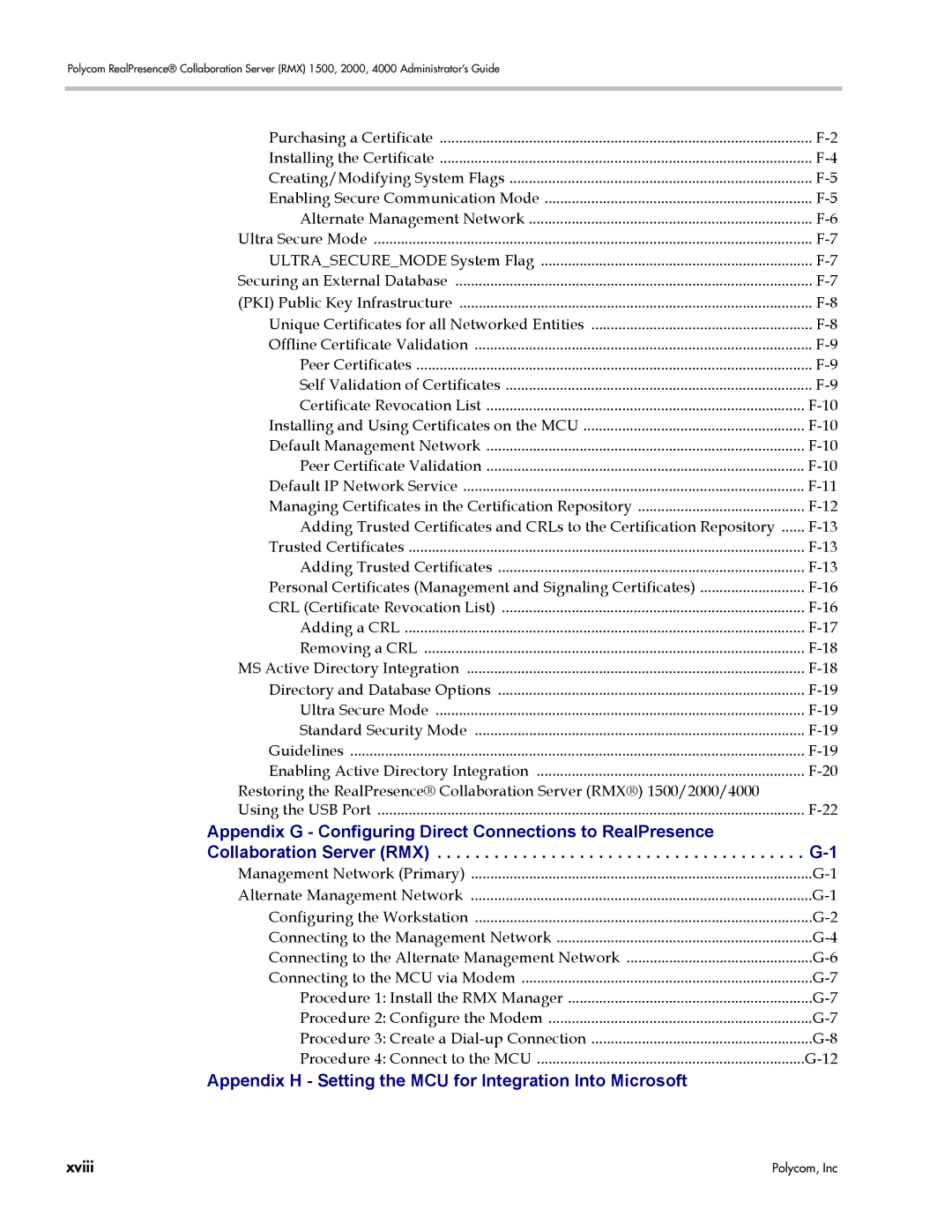 Polycom RMX 1500, DOC2702A manual Appendix H Setting the MCU for Integration Into Microsoft 