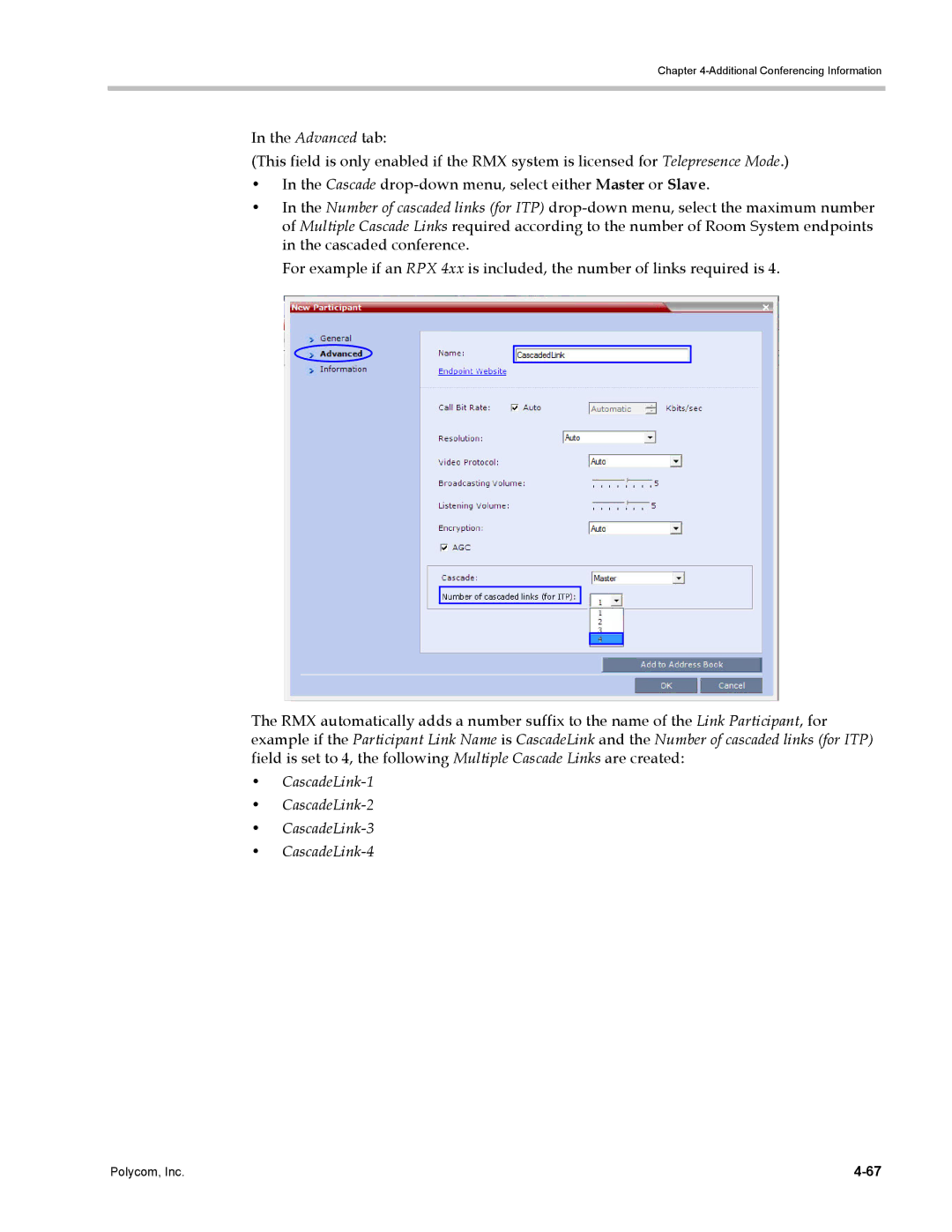 Polycom DOC2702A, RMX 1500 manual CascadeLink-1 CascadeLink-2 CascadeLink-3 CascadeLink-4 