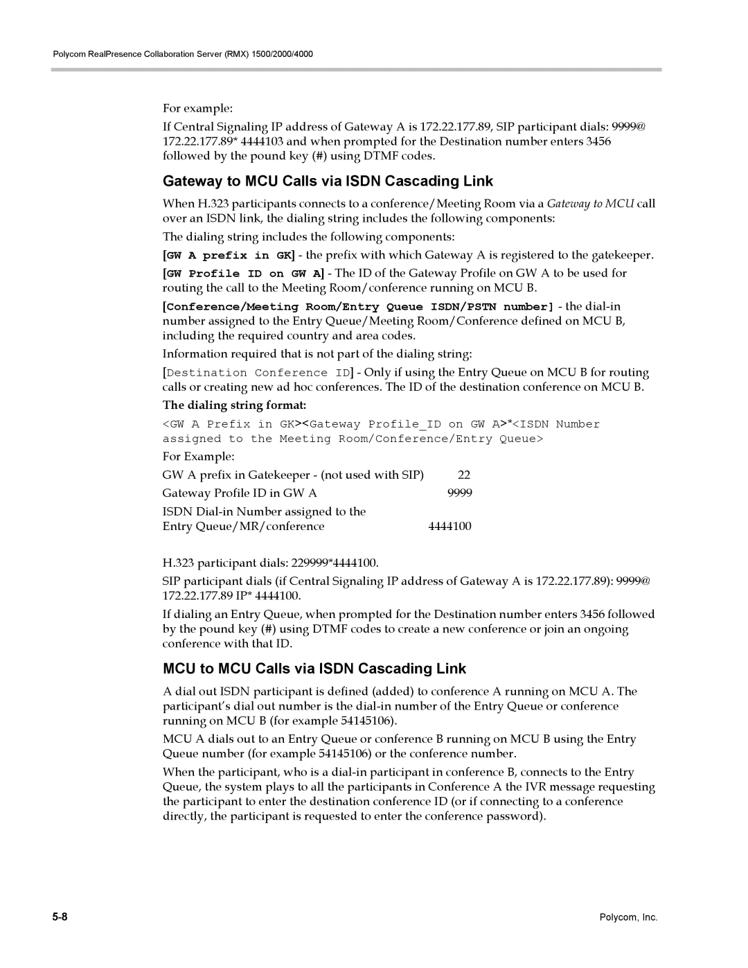 Polycom RMX 1500, DOC2702A manual Gateway to MCU Calls via Isdn Cascading Link, MCU to MCU Calls via Isdn Cascading Link 