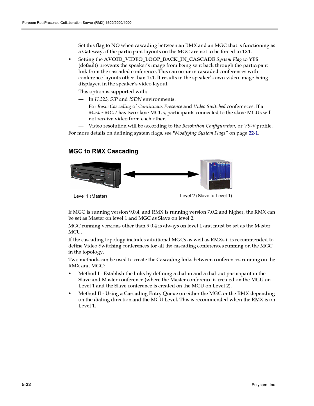 Polycom RMX 1500, DOC2702A manual MGC to RMX Cascading 