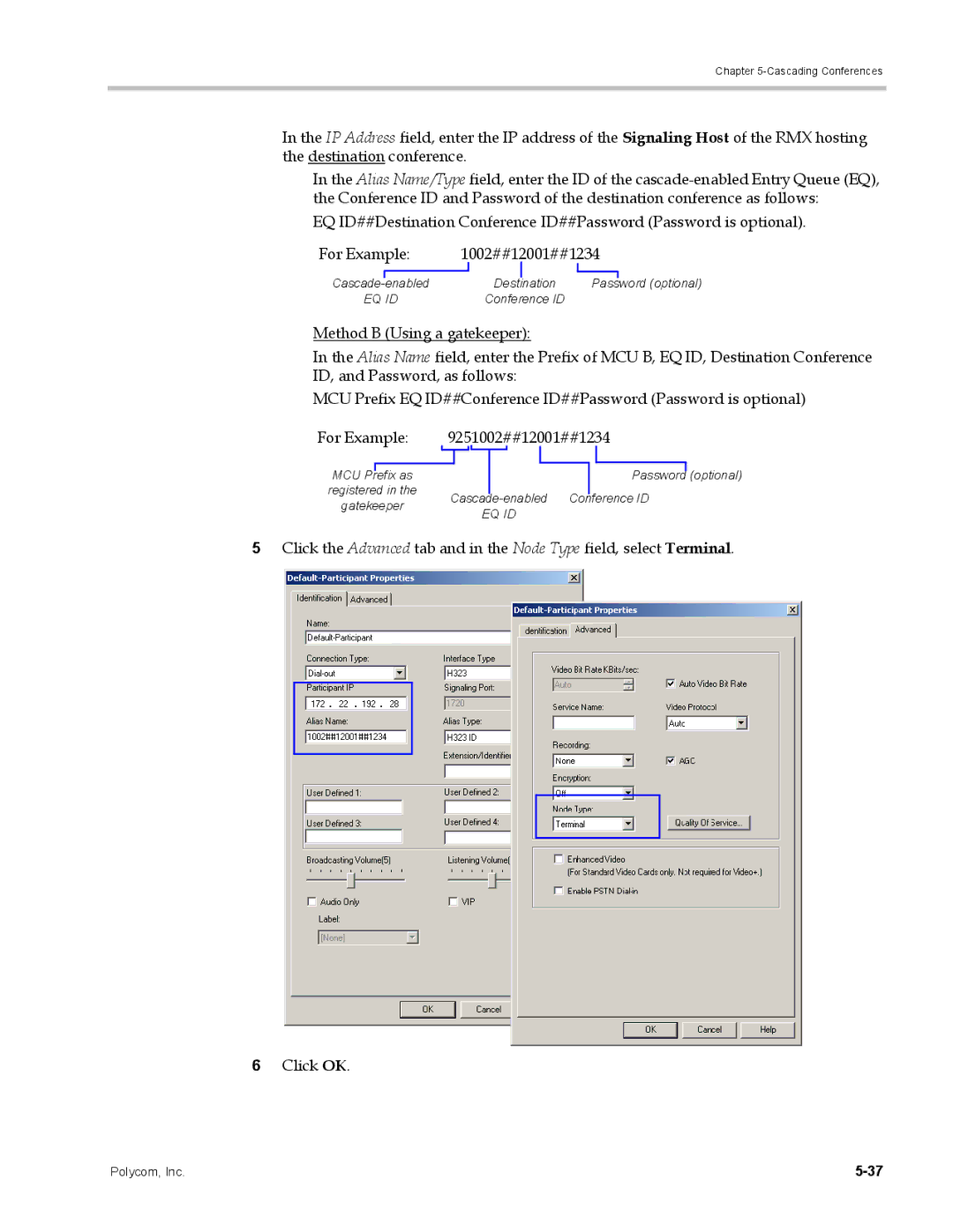 Polycom DOC2702A, RMX 1500 manual For Example 1002##12001##1234 