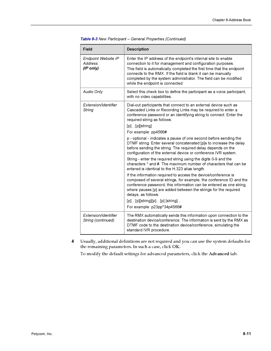 Polycom DOC2702A, RMX 1500 manual IP only, While the endpoint is connected 