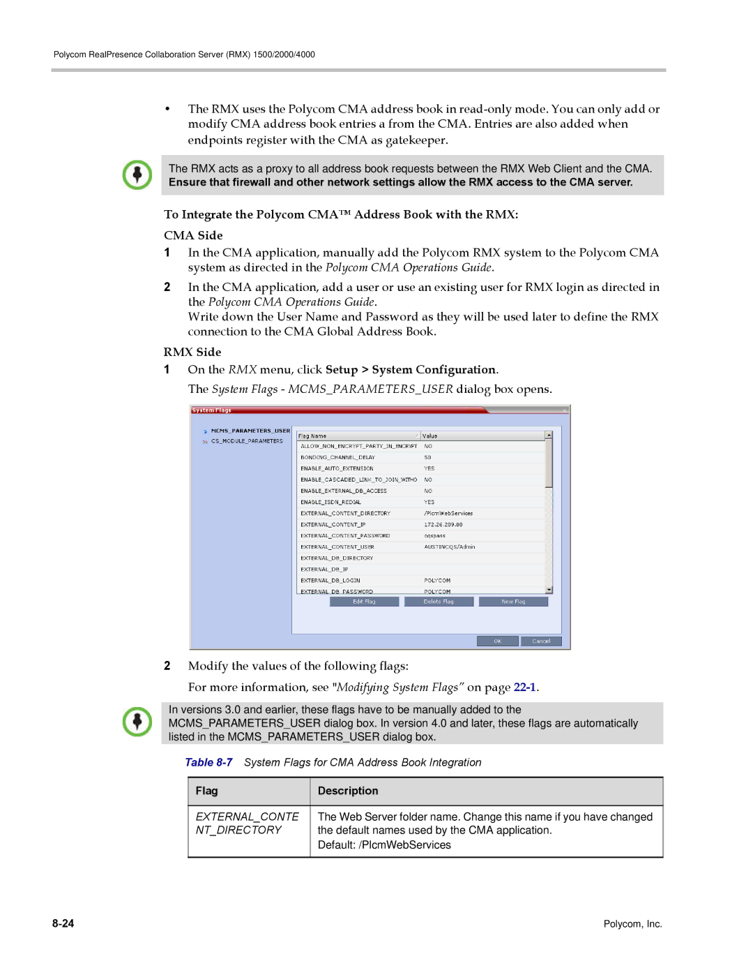 Polycom RMX 1500, DOC2702A manual RMX Side On the RMX menu, click Setup System Configuration, Externalconte, Ntdirectory 