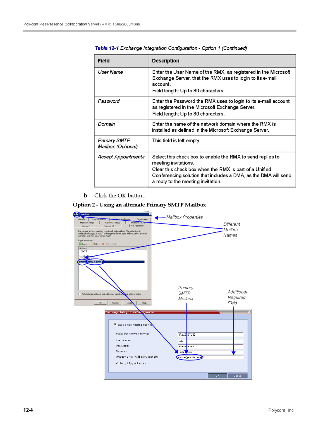 Polycom RMX 1500, DOC2702A manual Option 2 Using an alternate Primary Smtp Mailbox, Reply to the meeting invitation 