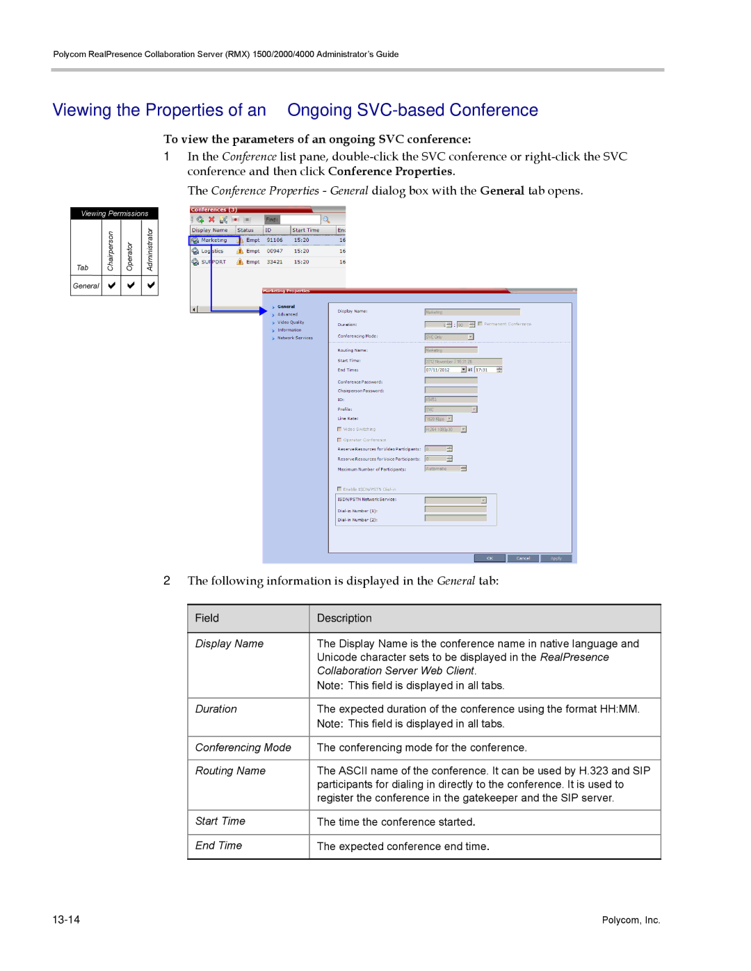 Polycom RMX 1500, DOC2702A manual Viewing the Properties of an Ongoing SVC-based Conference 