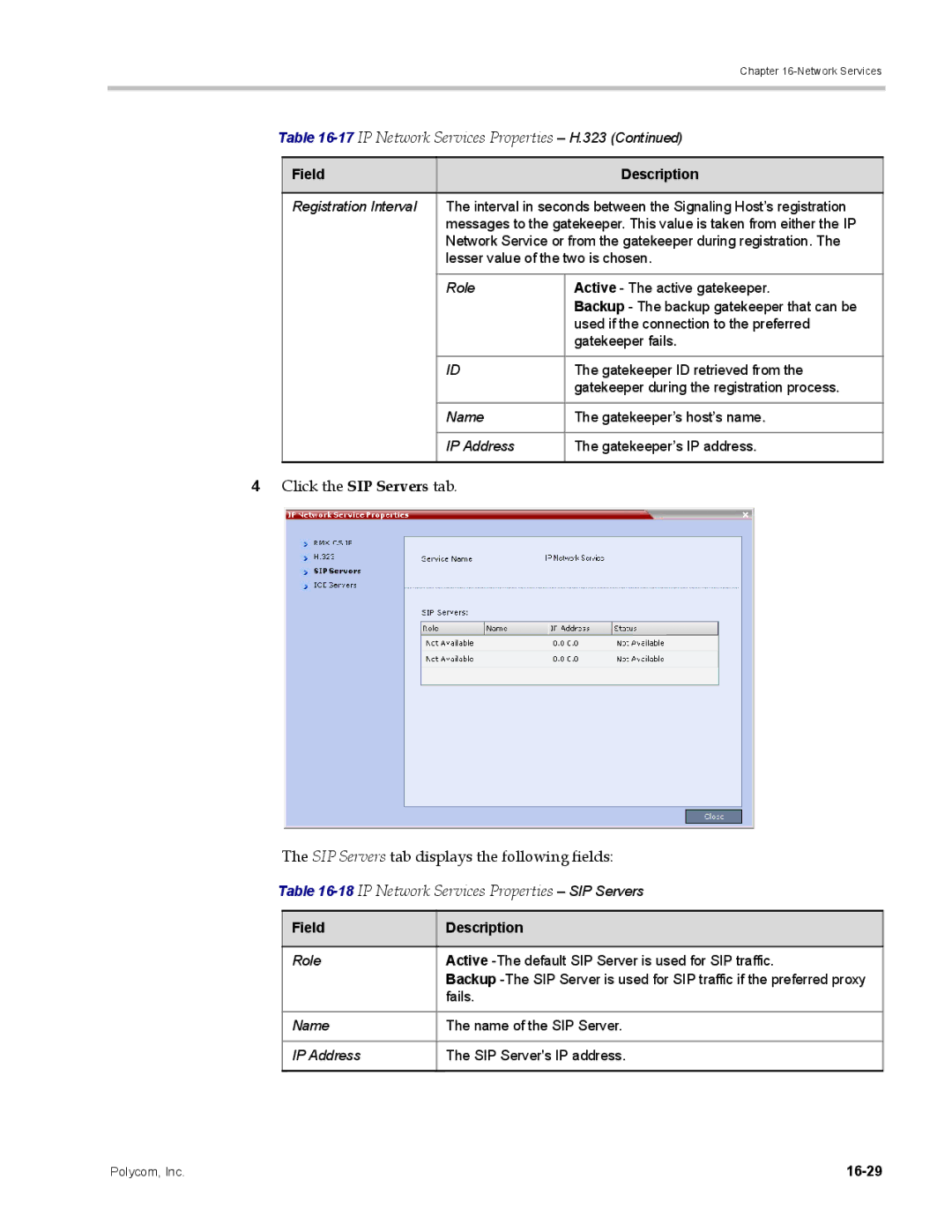 Polycom DOC2702A, RMX 1500 manual 18IP Network Services Properties SIP Servers, 16-29 