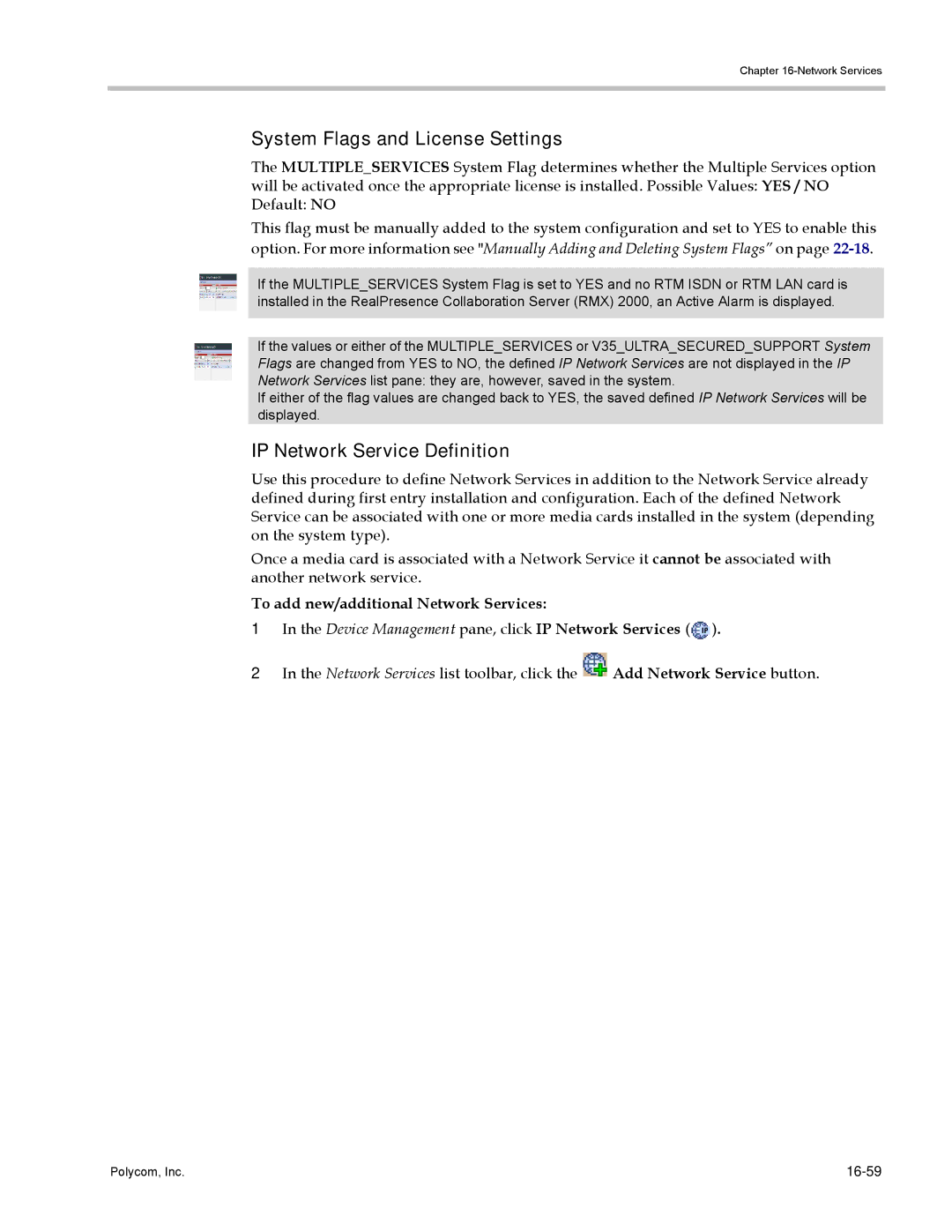 Polycom DOC2702A System Flags and License Settings, IP Network Service Definition, To add new/additional Network Services 