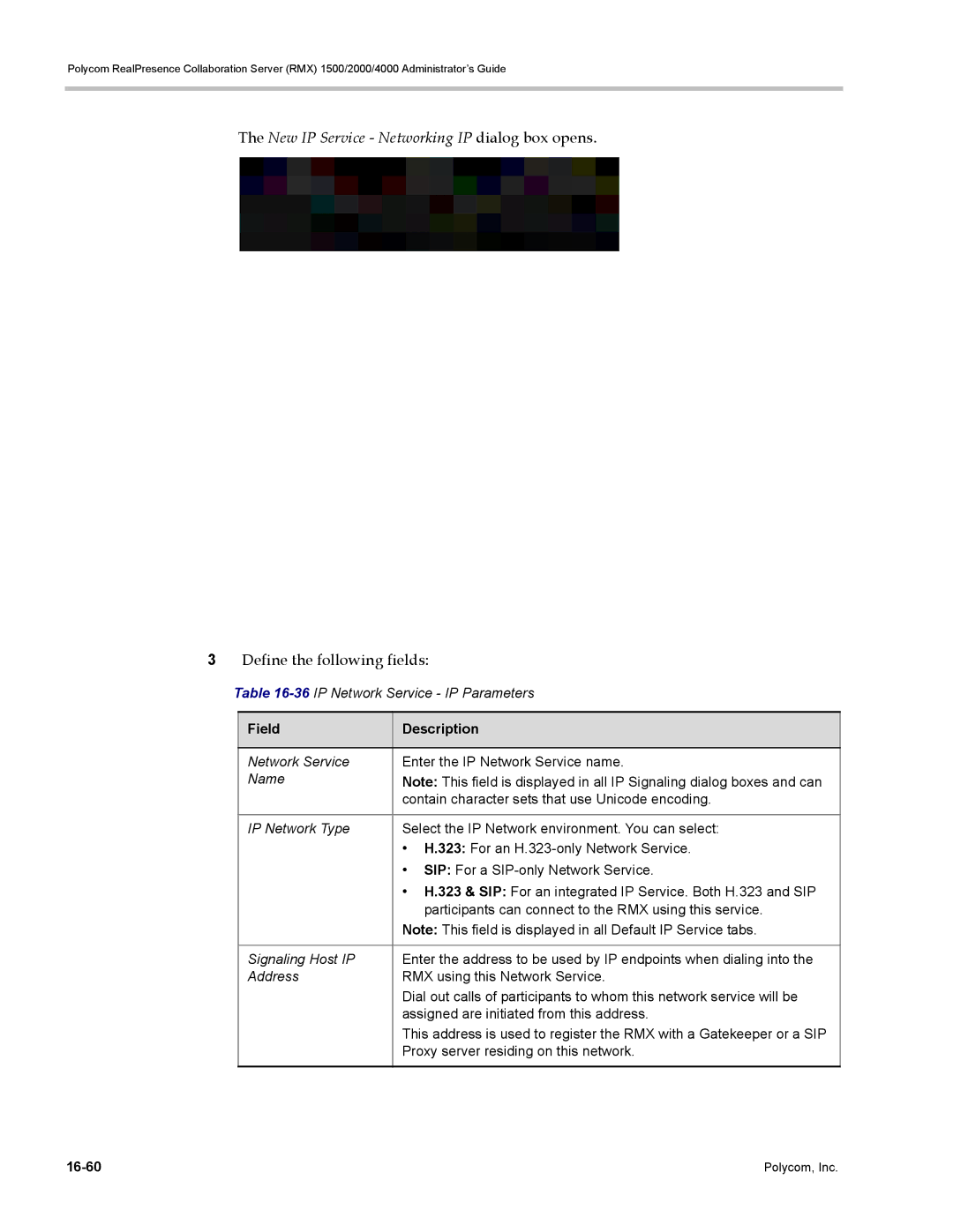 Polycom RMX 1500, DOC2702A manual New IP Service Networking IP dialog box opens, 36IP Network Service IP Parameters 