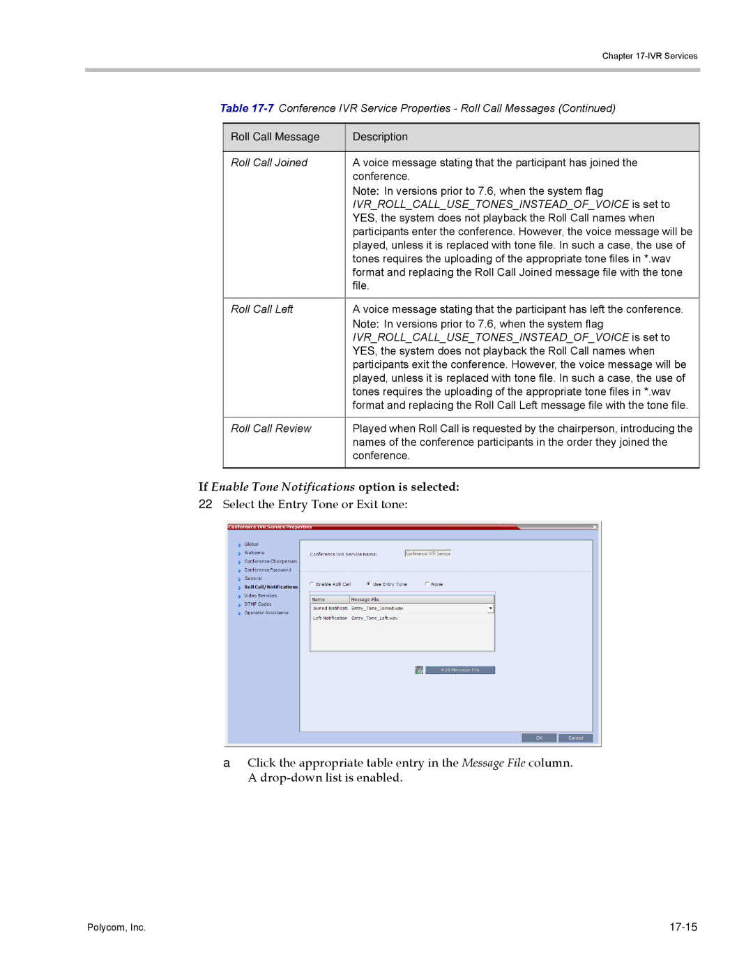 Polycom DOC2702A, RMX 1500 manual If Enable Tone Notifications option is selected, 17-15 