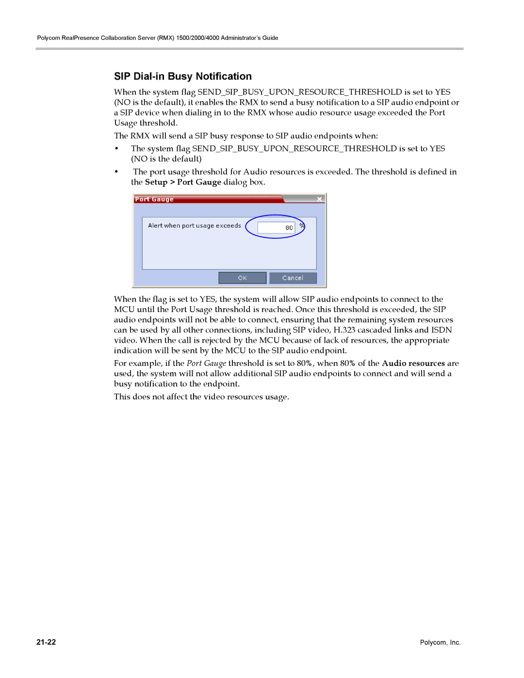 Polycom RMX 1500, DOC2702A manual SIP Dial-in Busy Notification 