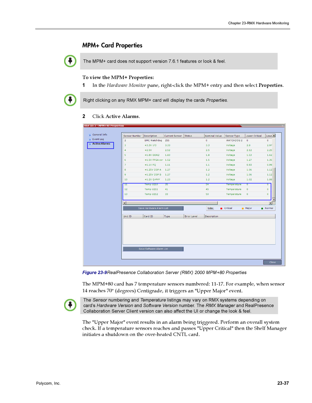 Polycom DOC2702A, RMX 1500 manual To view the MPM+ Properties, 23-37 