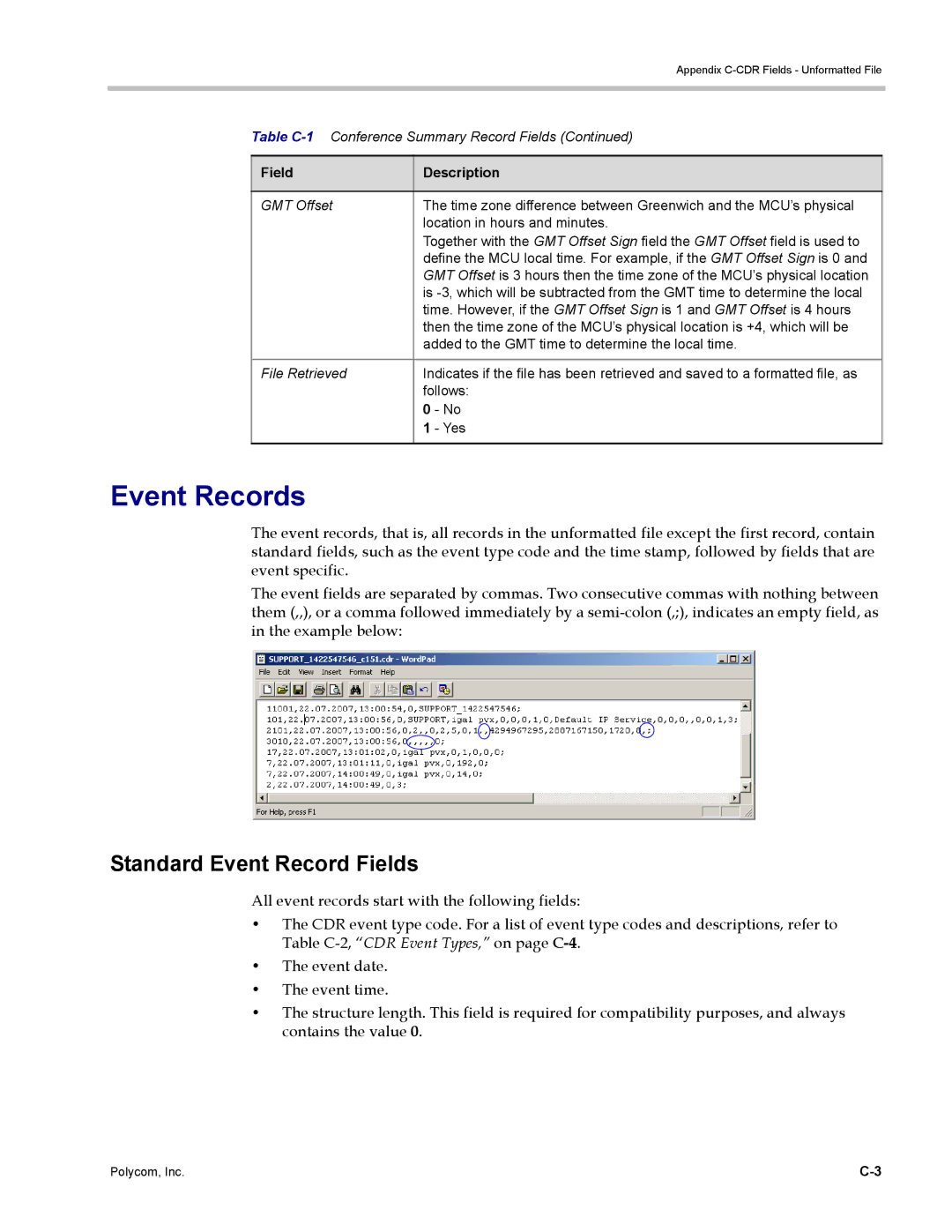 Polycom DOC2702A, RMX 1500 manual Event Records 