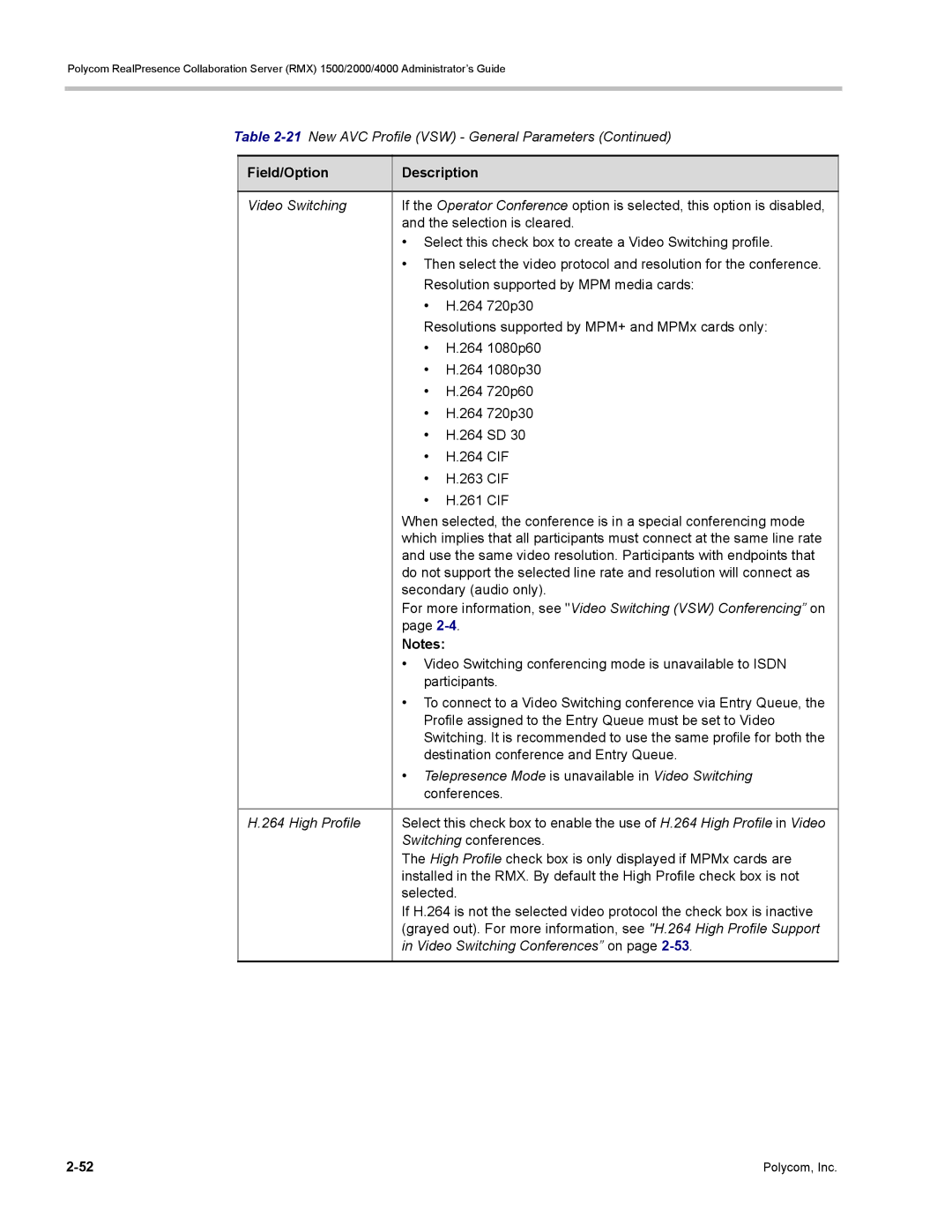 Polycom RMX 1500, DOC2702A Switching conferences, High Profile check box is only displayed if MPMx cards are, Selected 