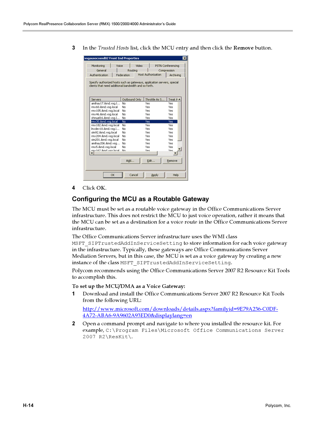 Polycom RMX 1500, DOC2702A manual Configuring the MCU as a Routable Gateway, To set up the MCU/DMA as a Voice Gateway 