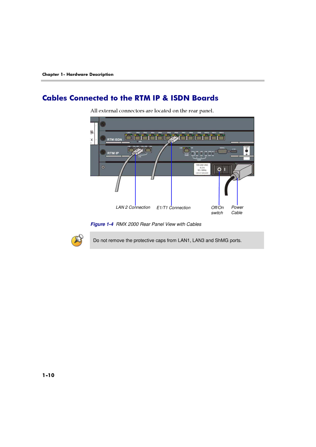 Polycom RMX 2000 manual Cables Connected to the RTM IP & Isdn Boards, All external connectors are located on the rear panel 