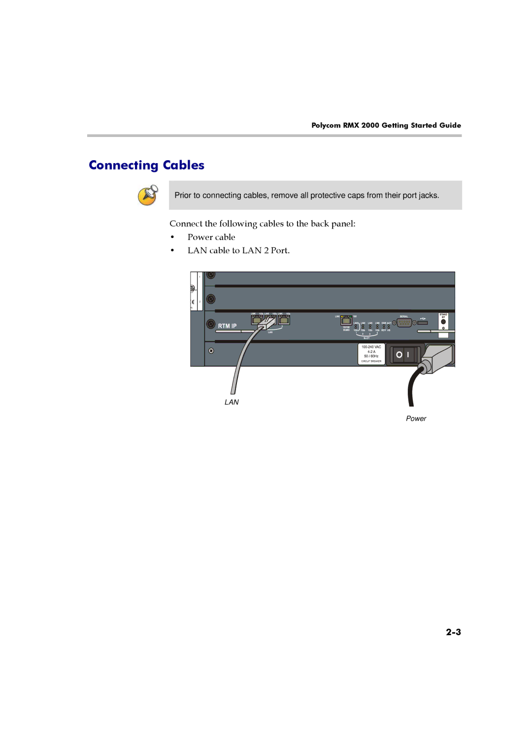 Polycom RMX 2000 manual Connecting Cables 