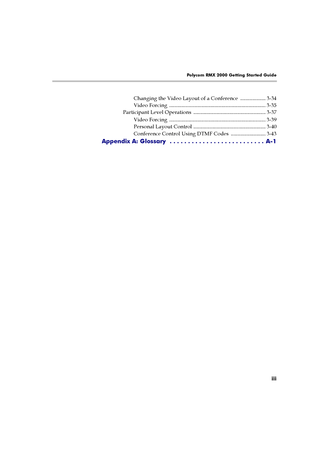 Polycom RMX 2000 manual Iii 