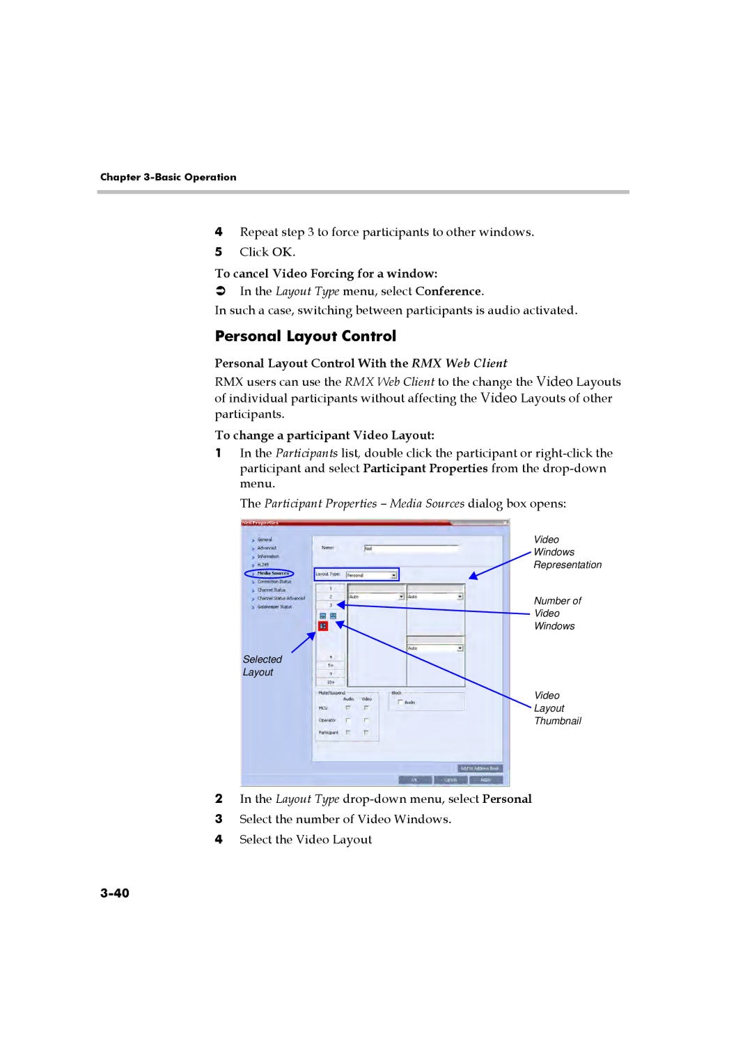 Polycom RMX 2000 manual Personal Layout Control With the RMX Web Client, To change a participant Video Layout 